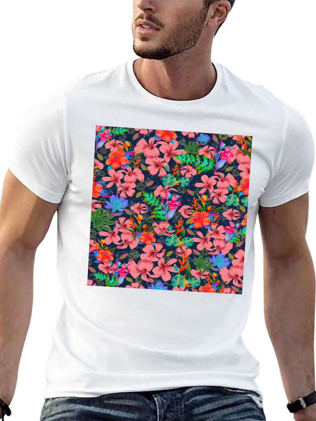 Tropical Floral Print T-Shirt