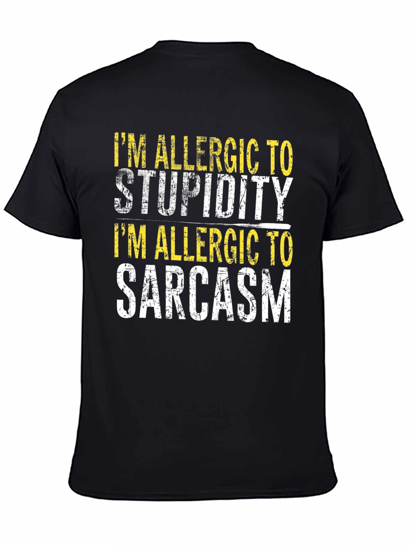 Funny Allergic to Stupidity & Sarcasm Black T-Shirt