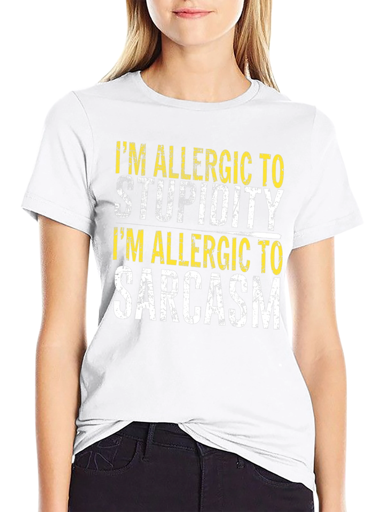 Funny Allergic to Stupidity & Sarcasm Black T-Shirt
