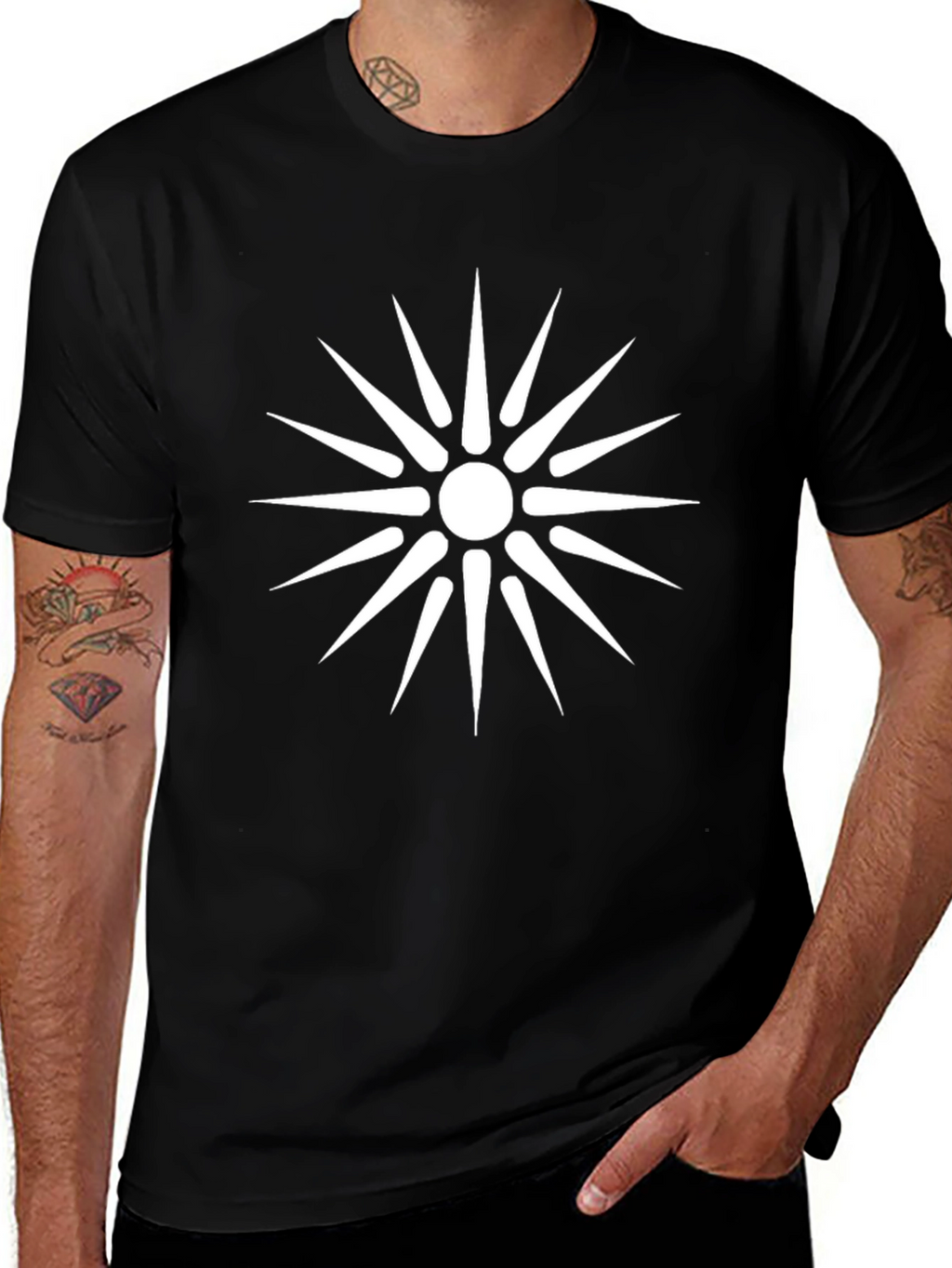 Black T-Shirt with Vergina Sun Design