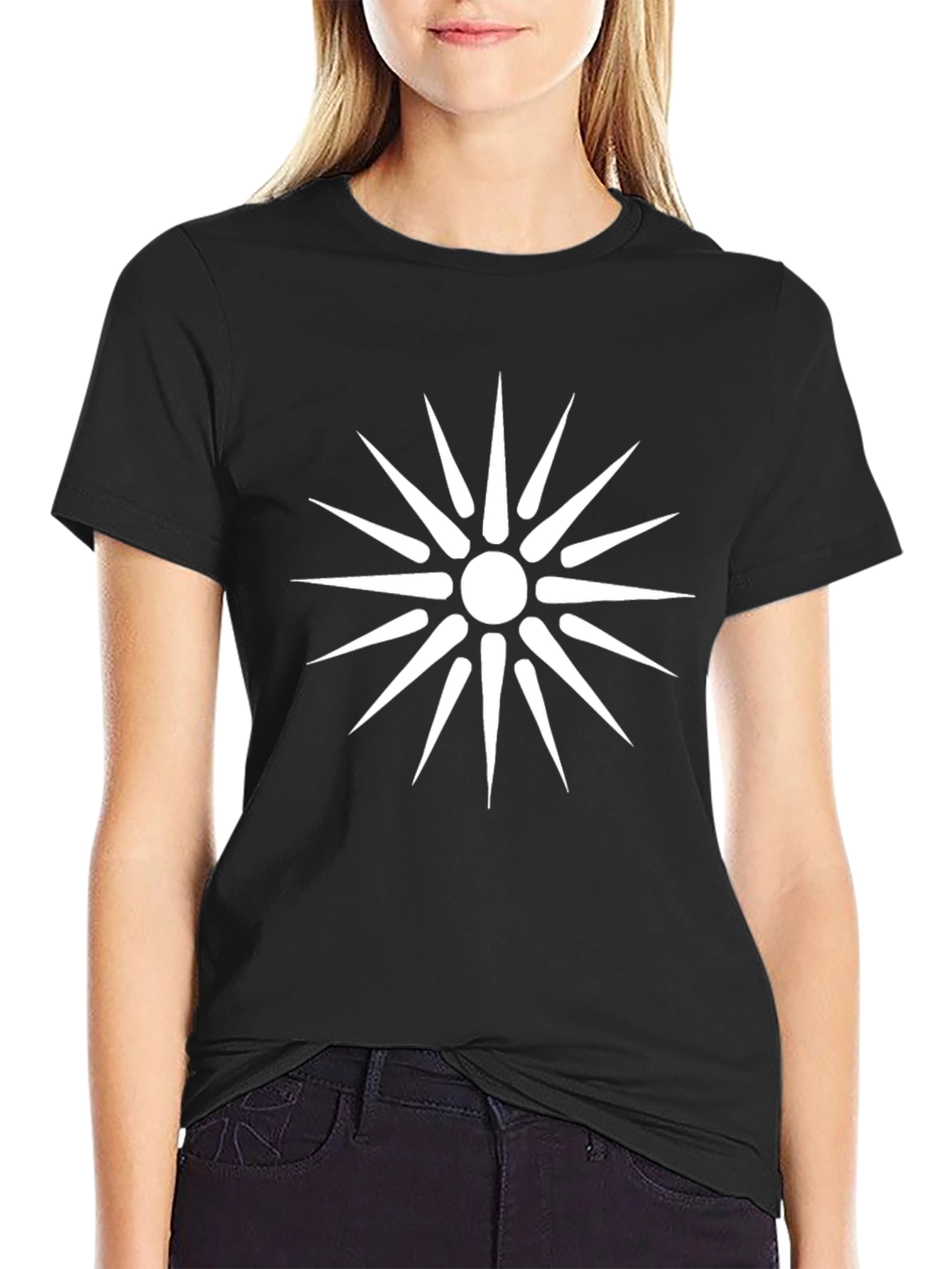 Black T-Shirt with Vergina Sun Design