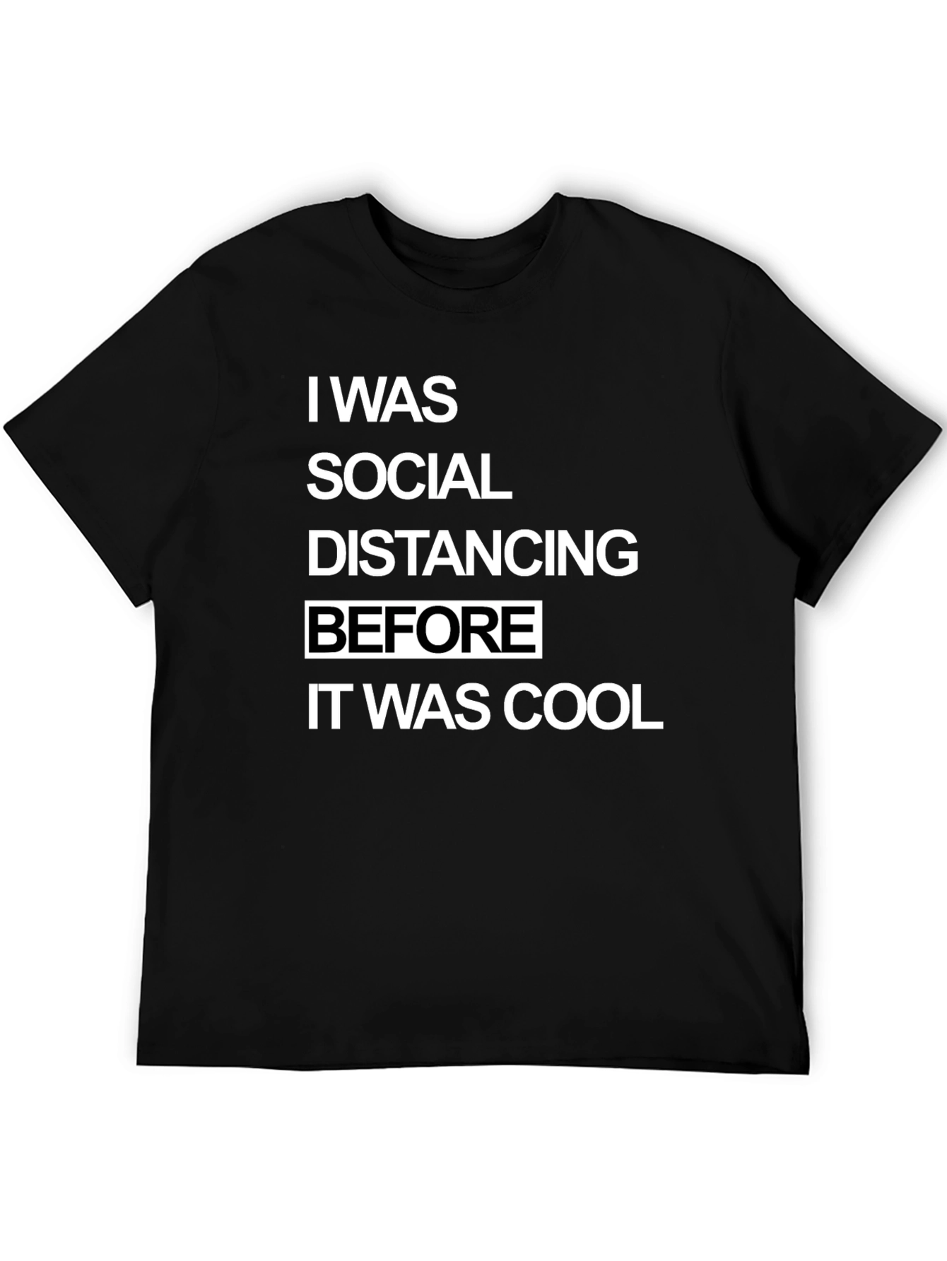 Social Distancing Graphic Tee - Black Cotton Casual T-Shirt