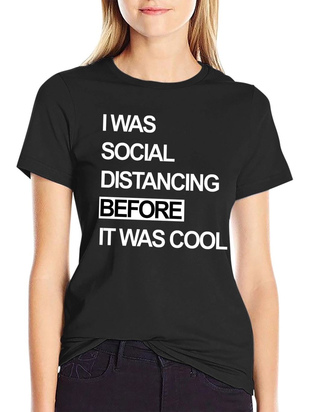 Social Distancing Graphic Tee - Black Cotton Casual T-Shirt