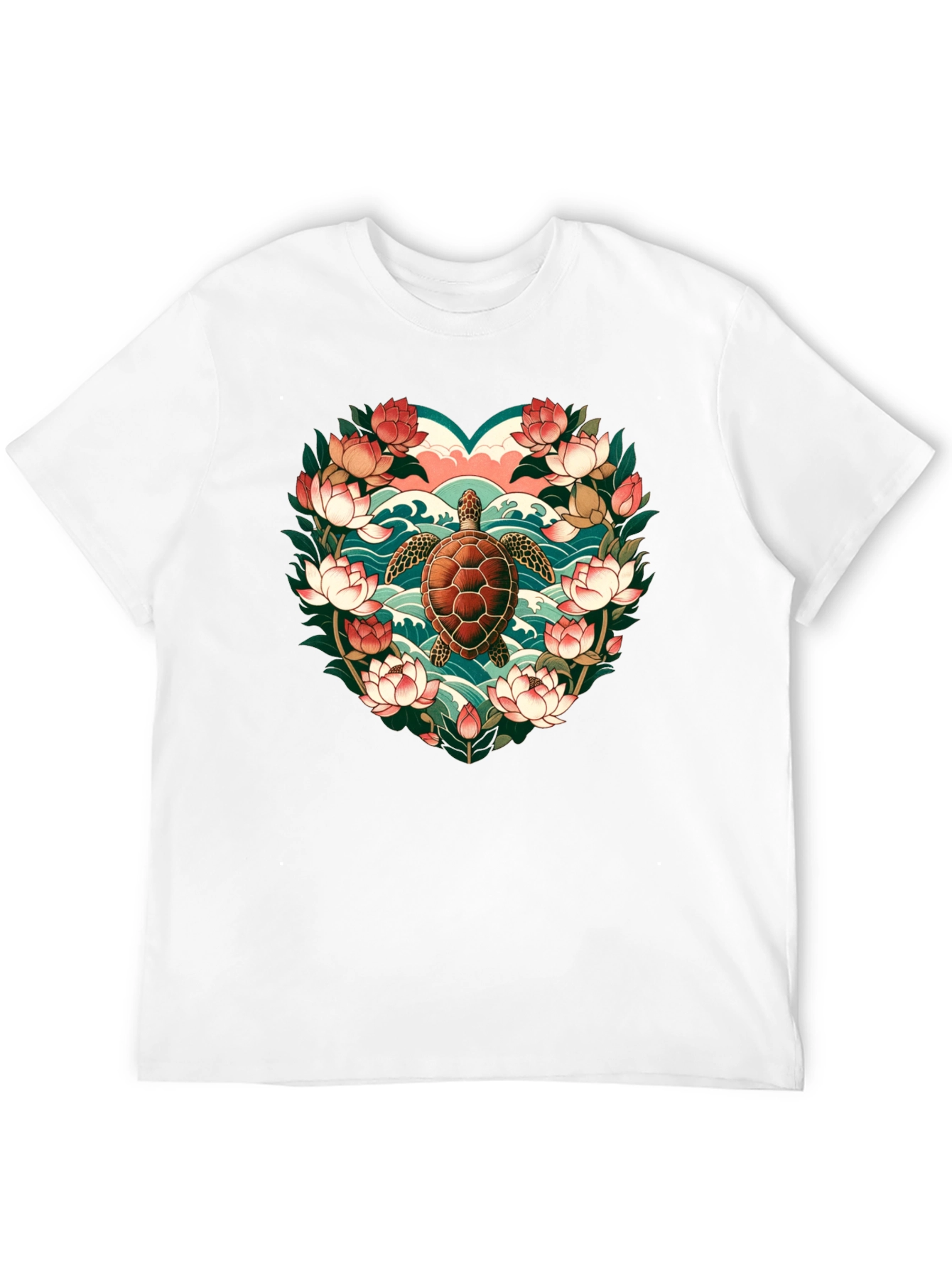 Turtle Floral Heart Graphic Tee