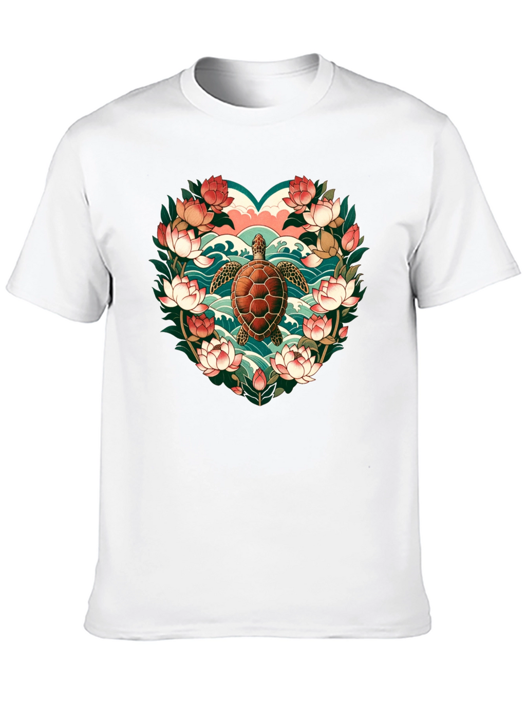 Turtle Floral Heart Graphic Tee