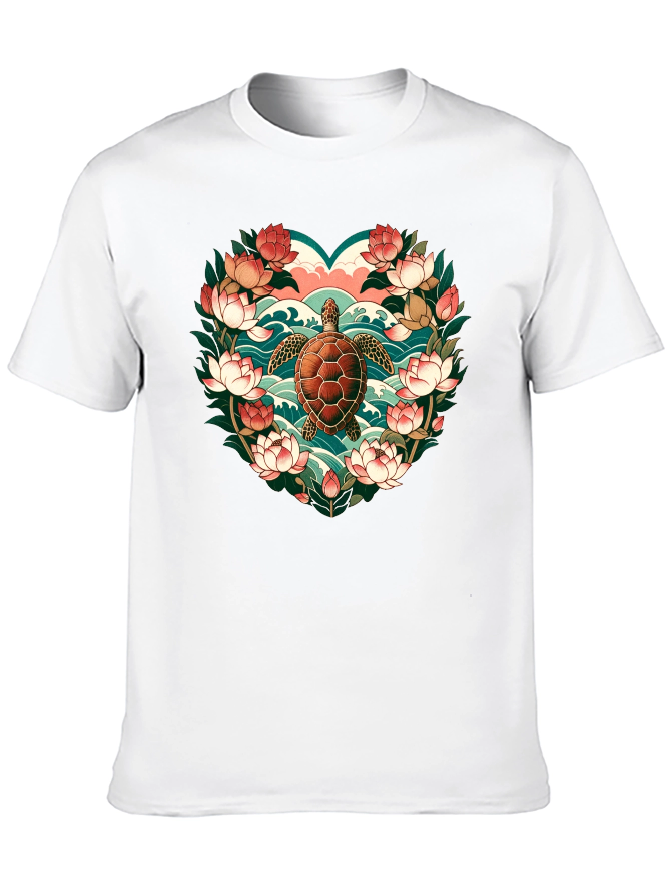Turtle Floral Heart Graphic Tee
