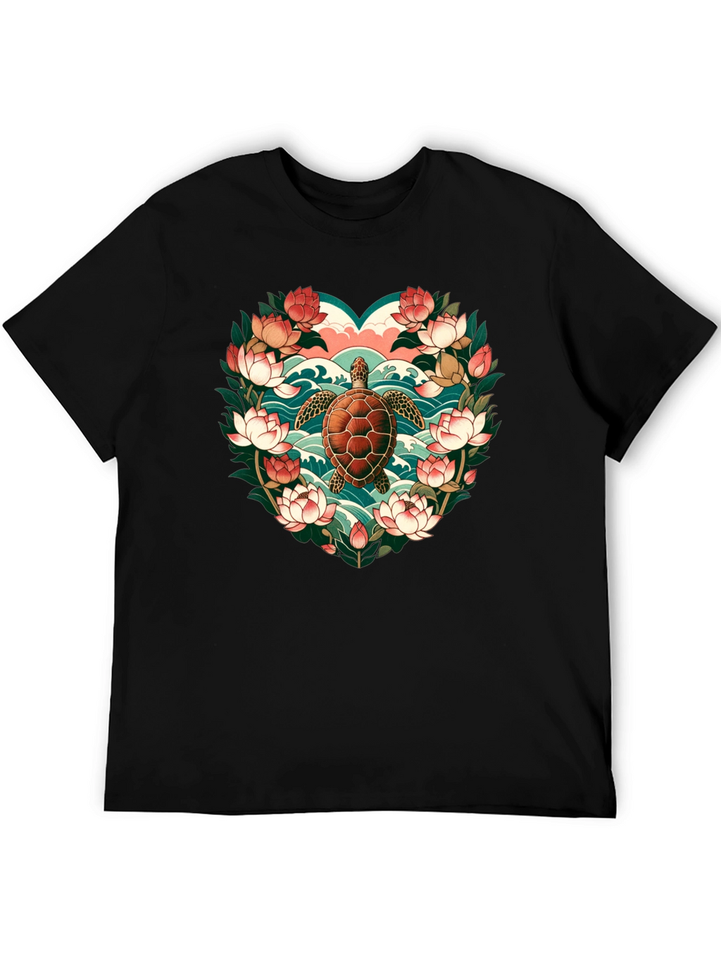 Turtle Floral Heart Graphic Tee