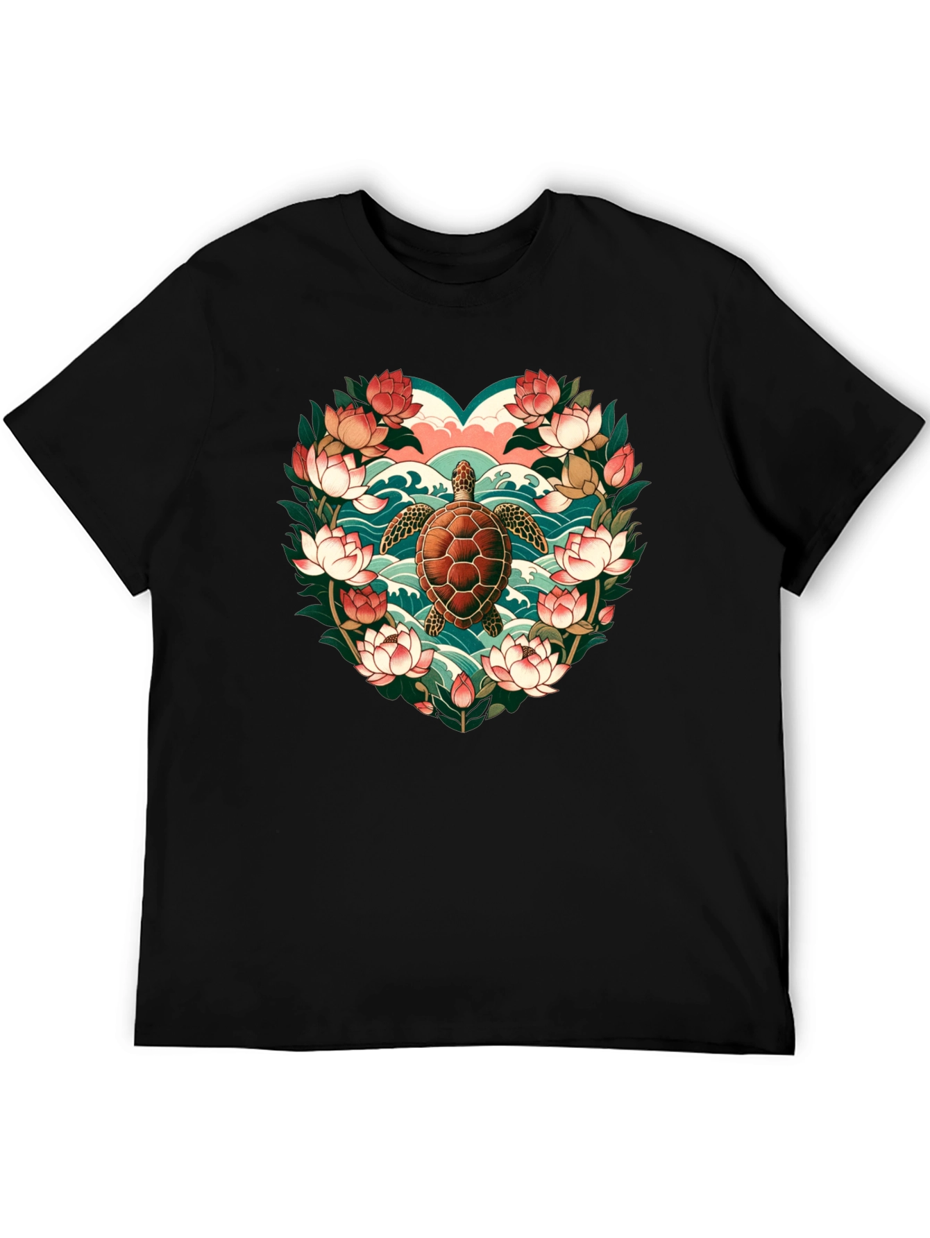 Turtle Floral Heart Graphic Tee