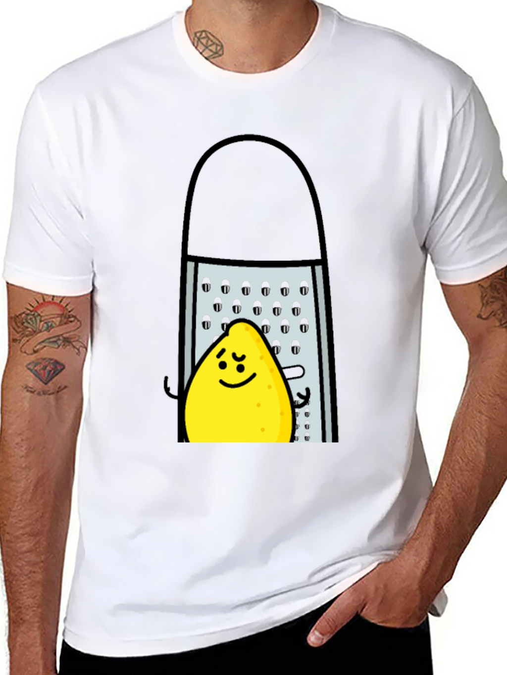 Funny Grated Lemon T-Shirt - Black Cotton Tee