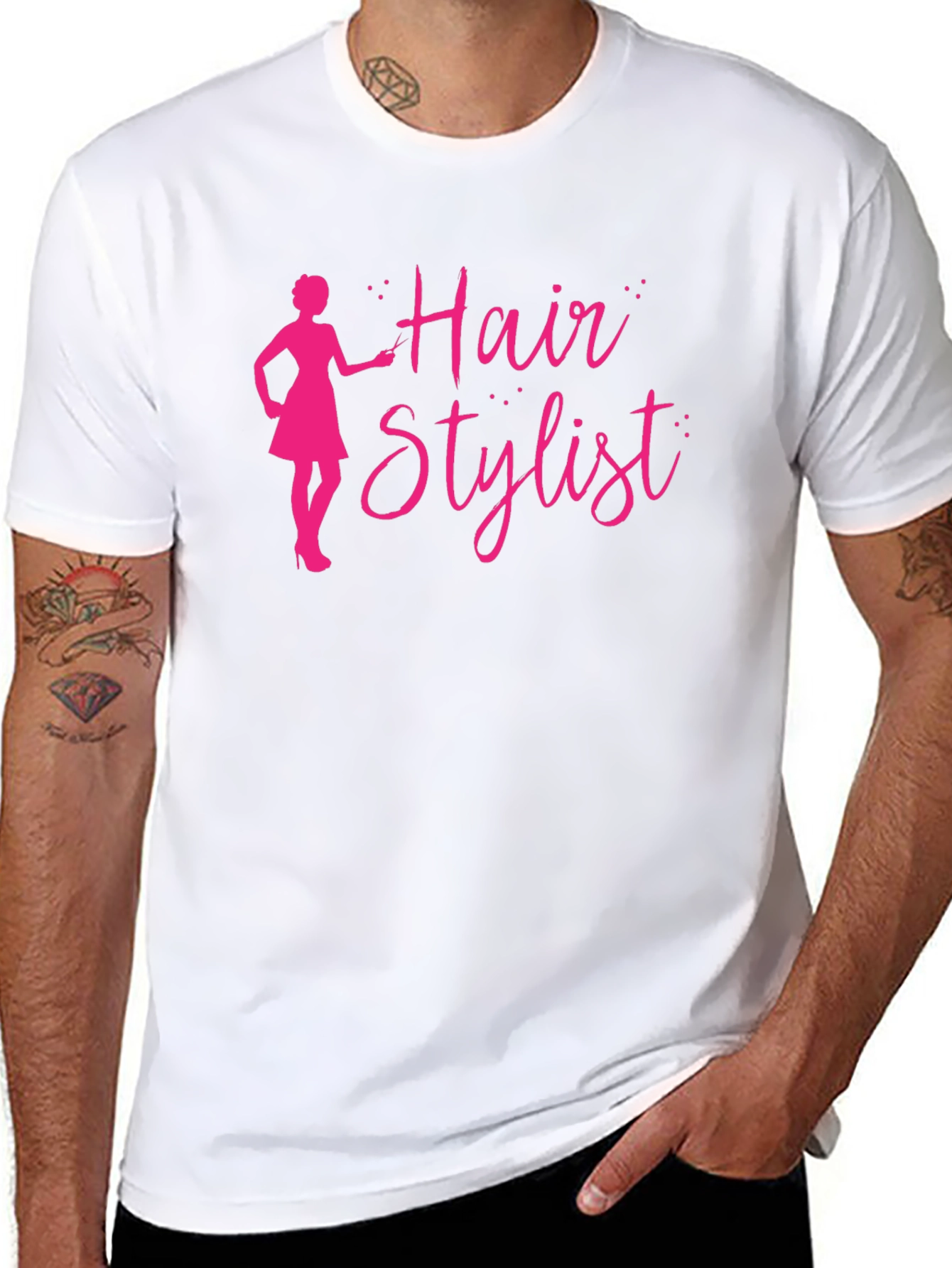Hair Stylist T-Shirt - Black Crew Neck