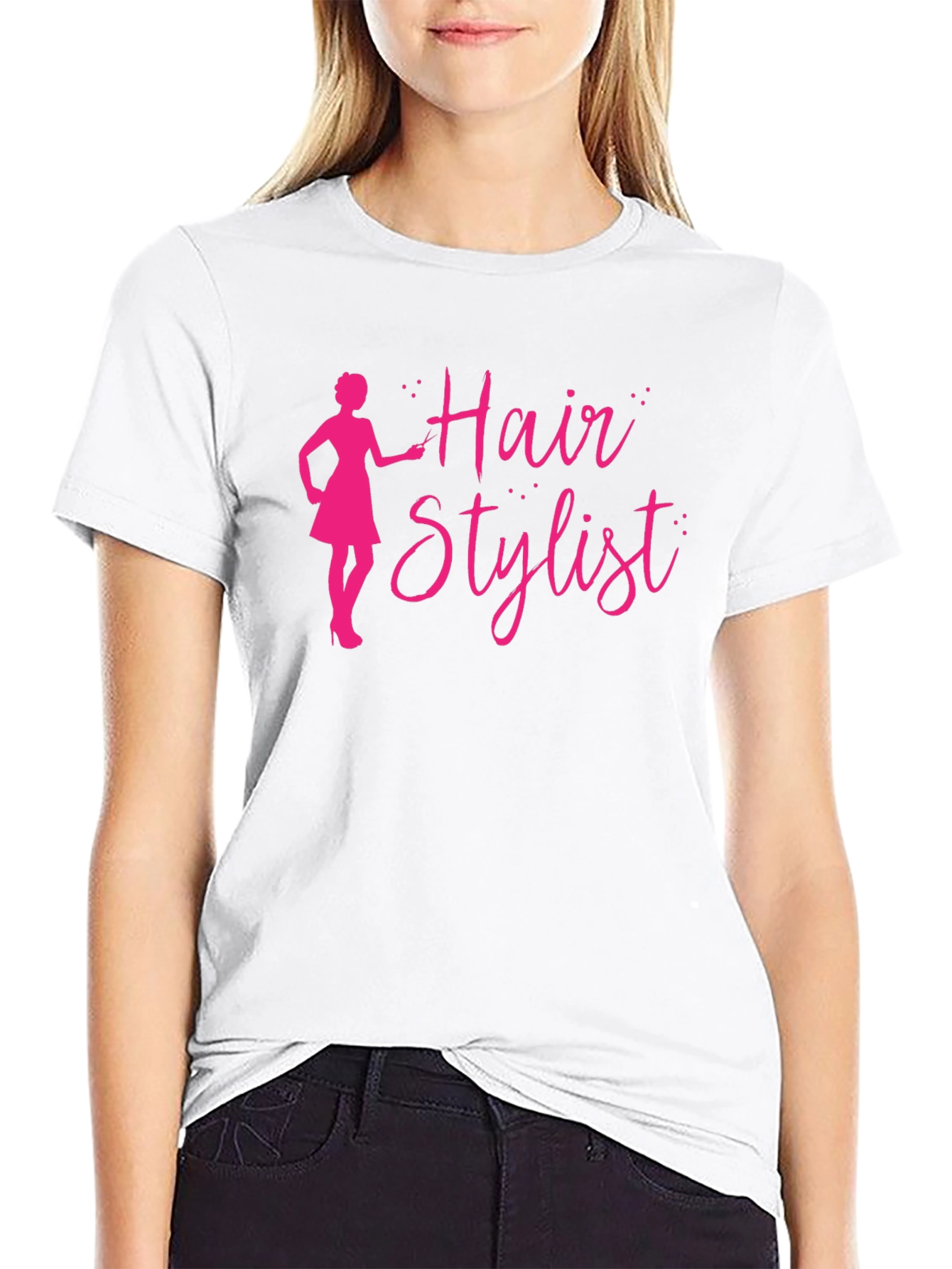 Hair Stylist T-Shirt - Black Crew Neck