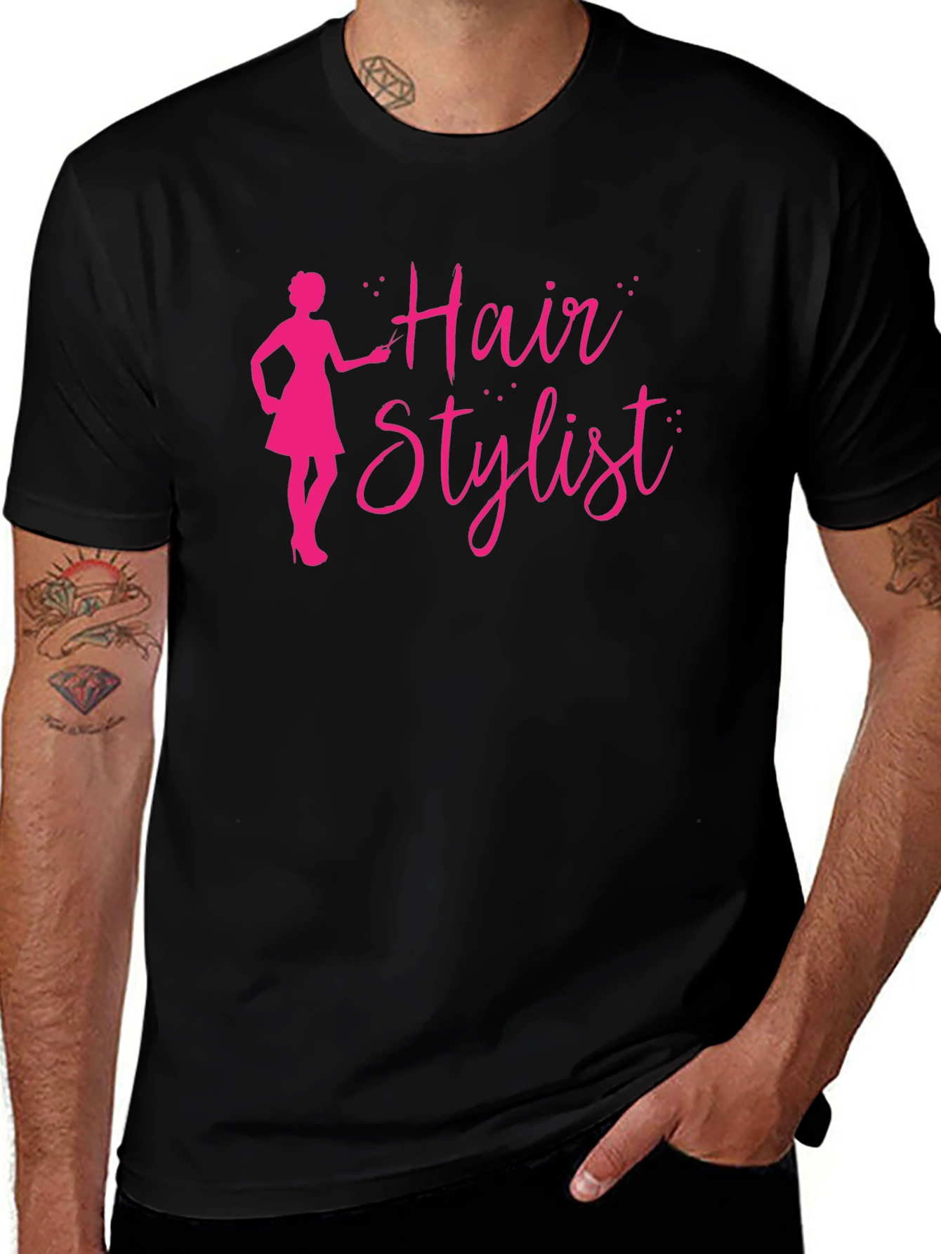 Hair Stylist T-Shirt - Black Crew Neck