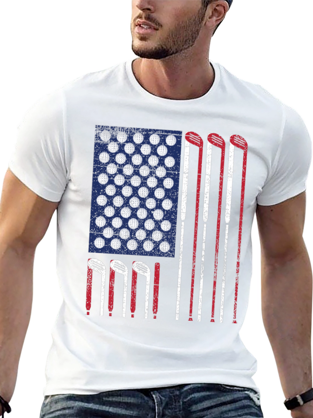 Golf Flag Tee - Patriotic Golf Clubs Design
