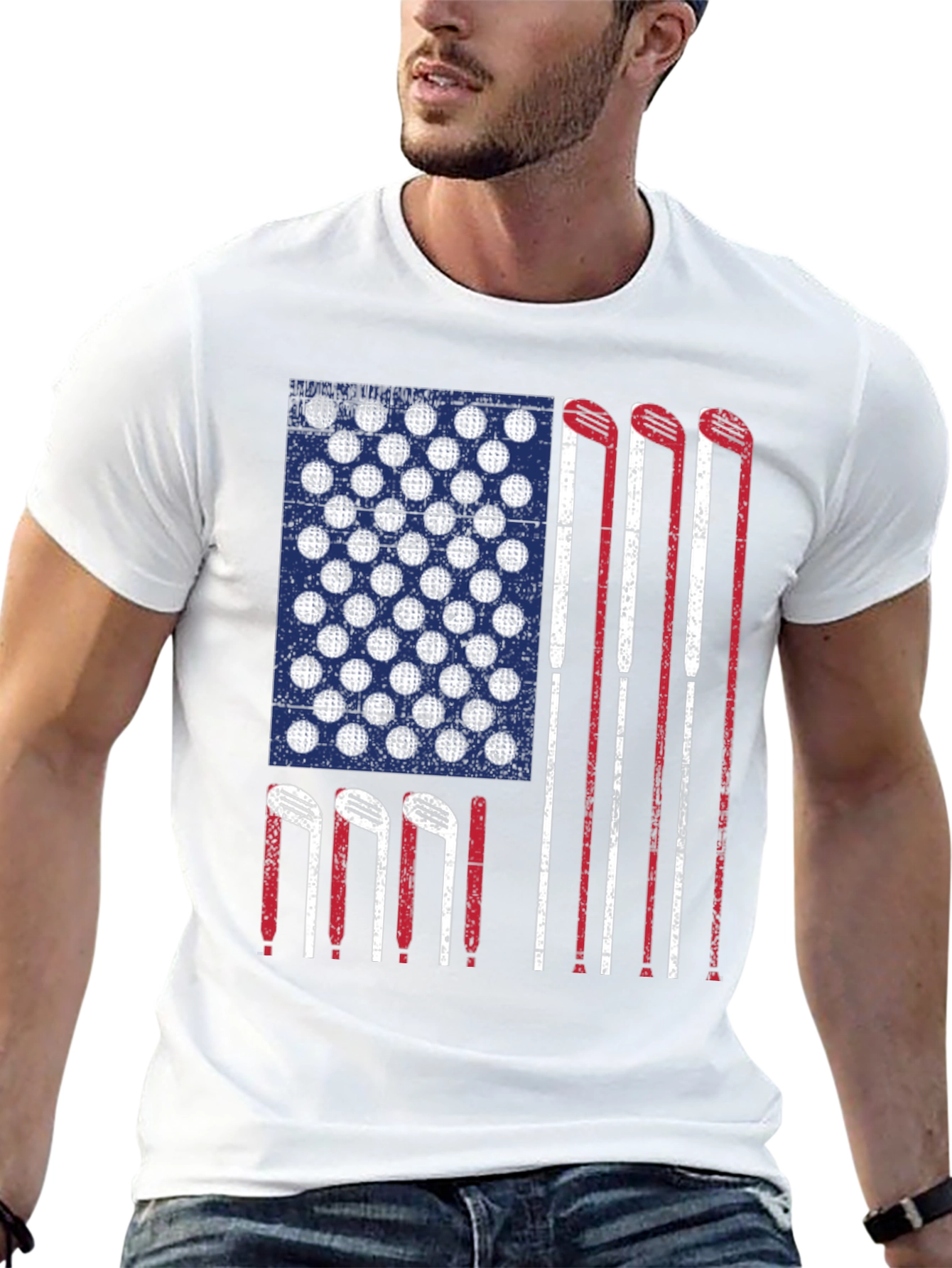 Golf Flag Tee - Patriotic Golf Clubs Design