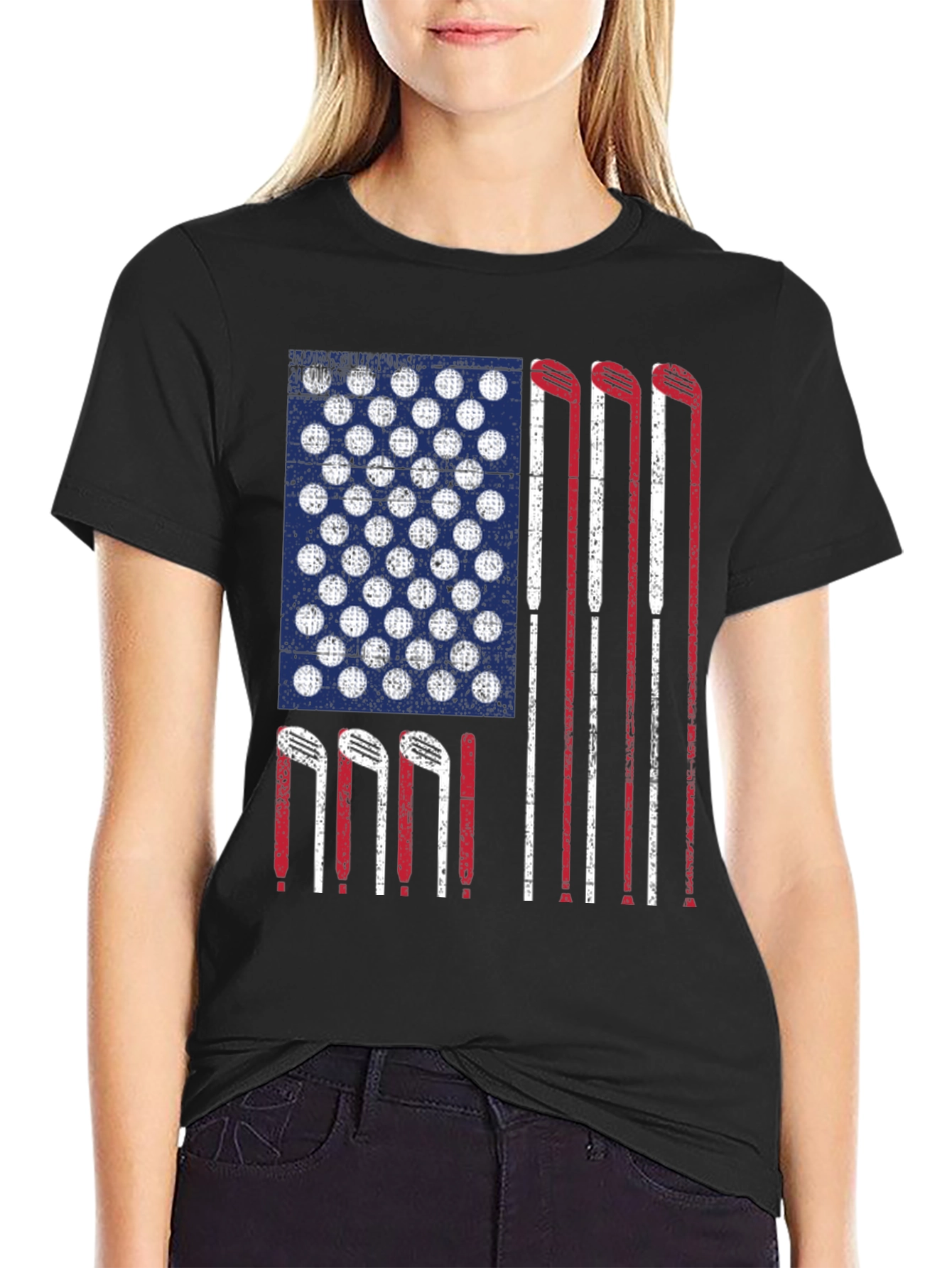 Golf Flag Tee - Patriotic Golf Clubs Design
