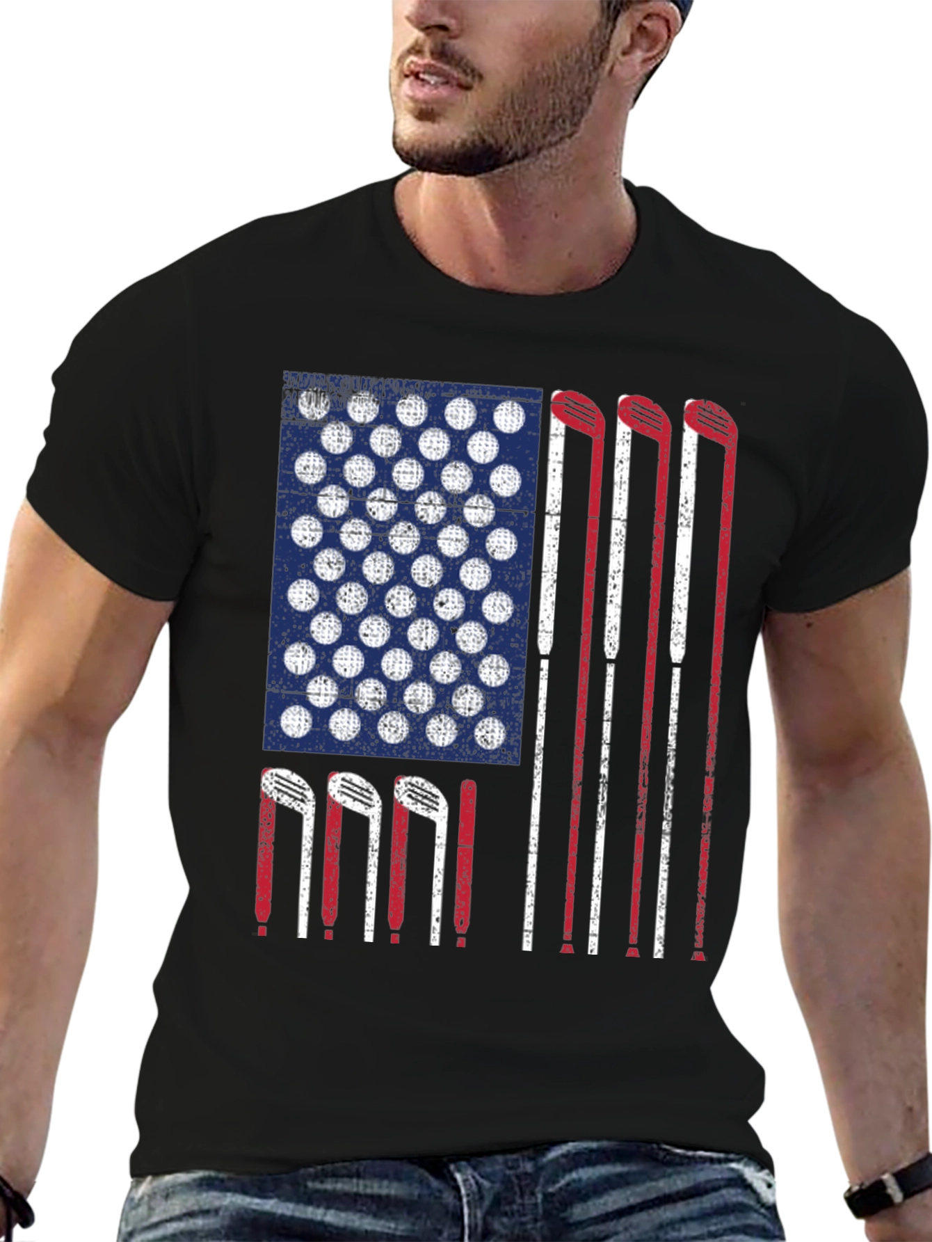 Golf Flag Tee - Patriotic Golf Clubs Design