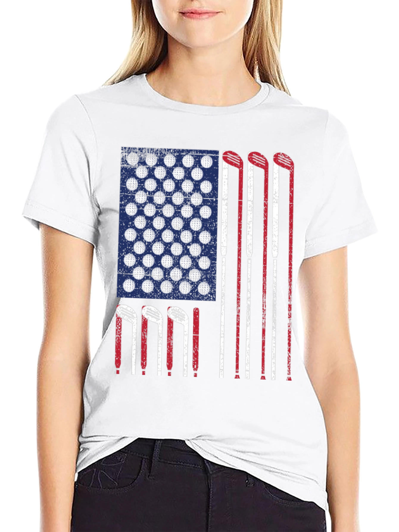 Golf Flag Tee - Patriotic Golf Clubs Design