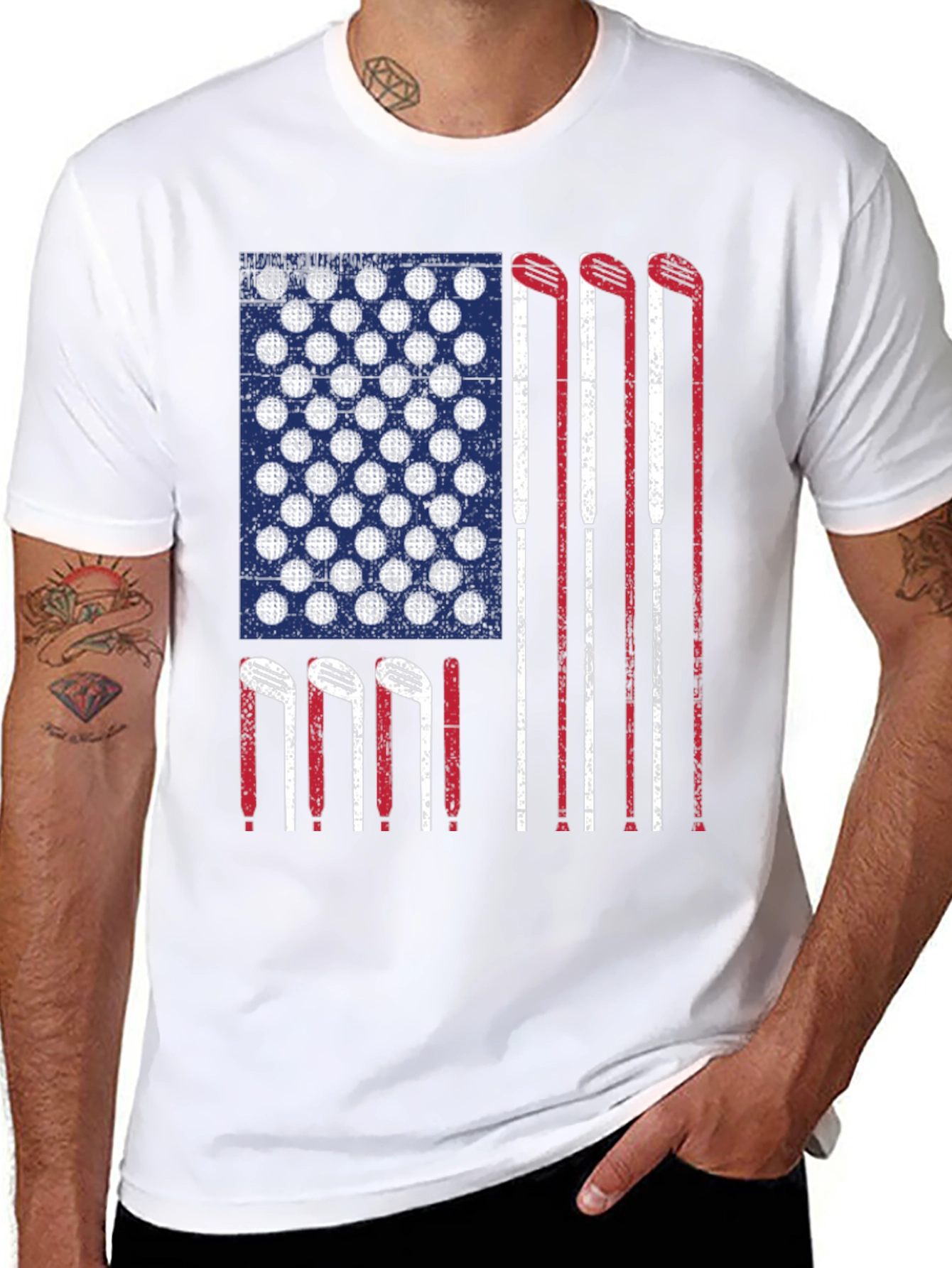 Golf Flag Tee - Patriotic Golf Clubs Design
