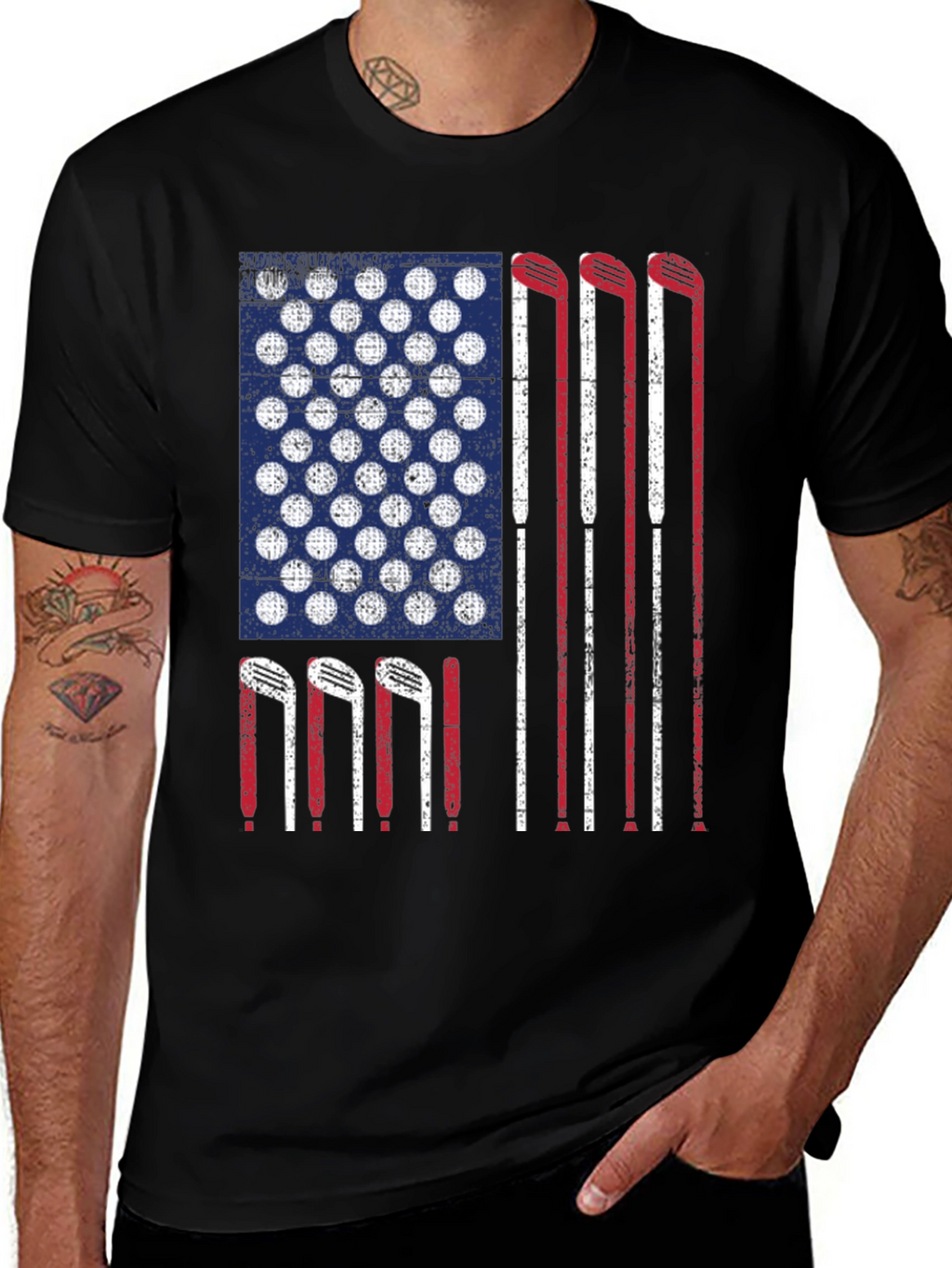 Golf Flag Tee - Patriotic Golf Clubs Design
