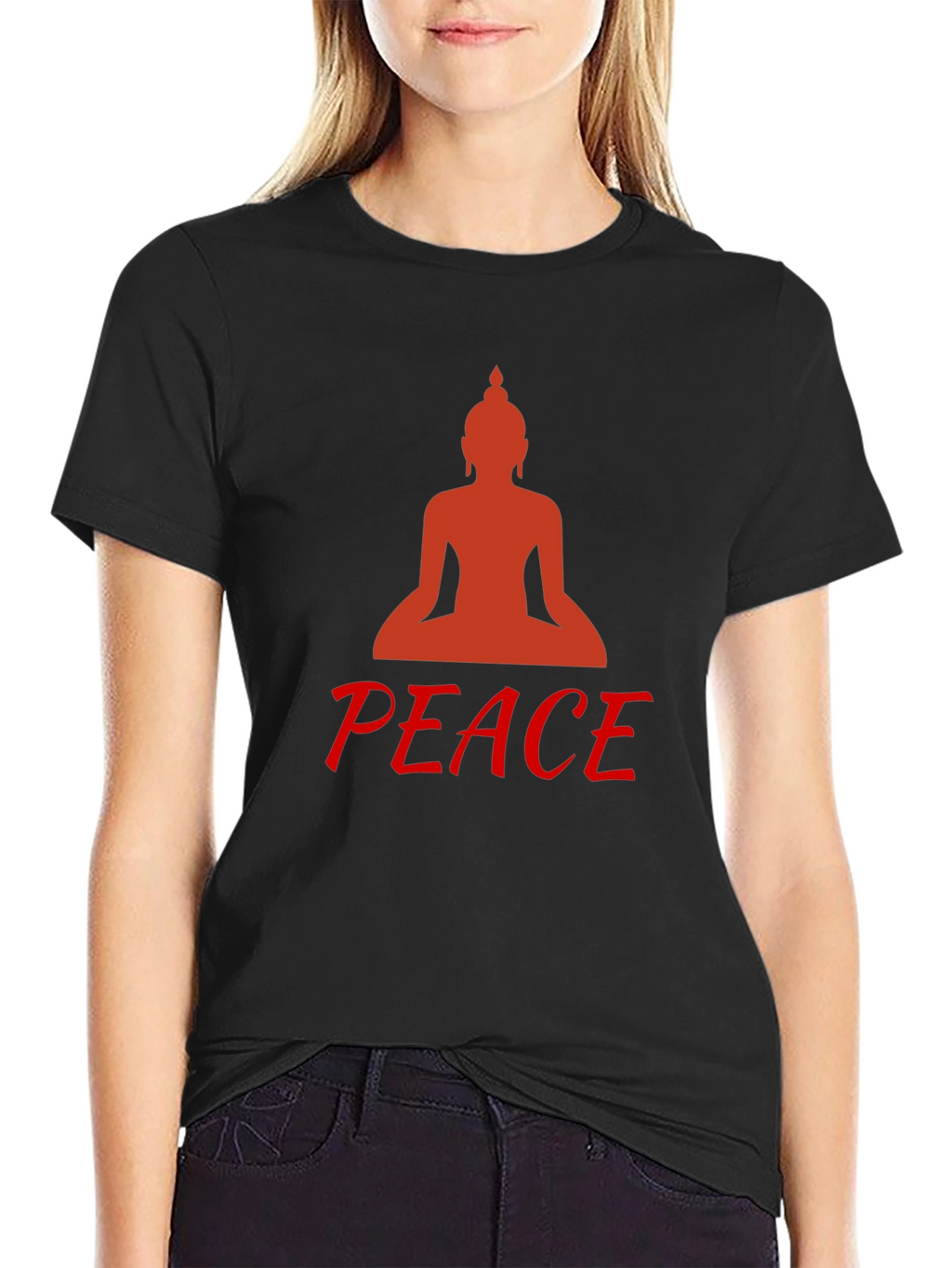 Buddha Peace Graphic Tee - Black Cotton Comfort