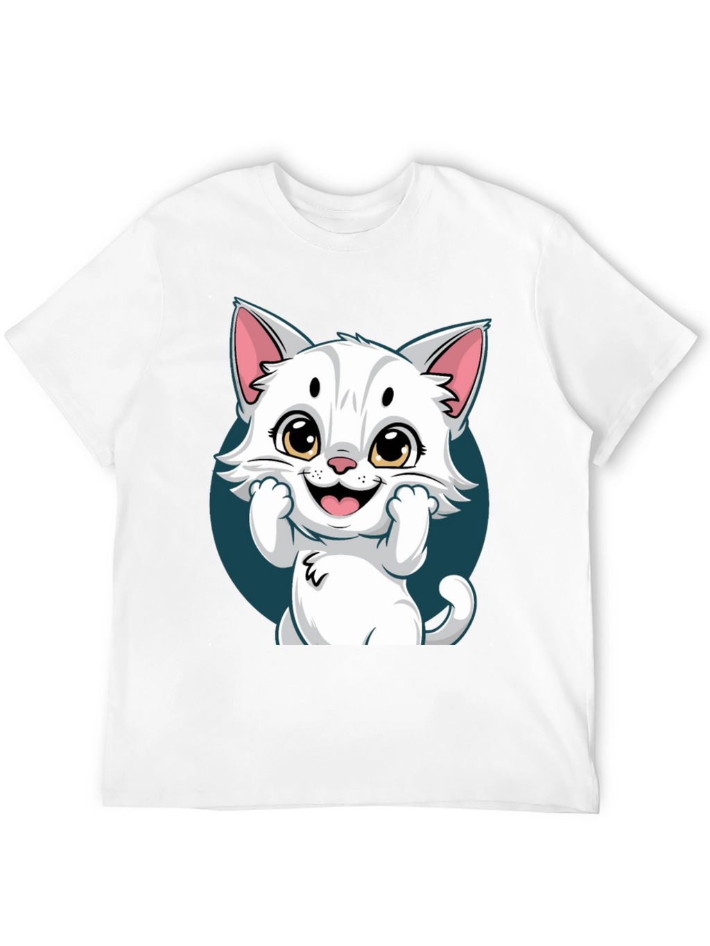 Cute Cartoon Cat Graphic T-Shirt - Unisex Tee
