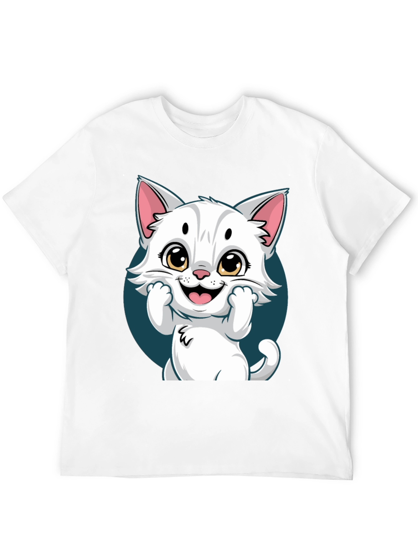 Cute Cartoon Cat Graphic T-Shirt - Unisex Tee