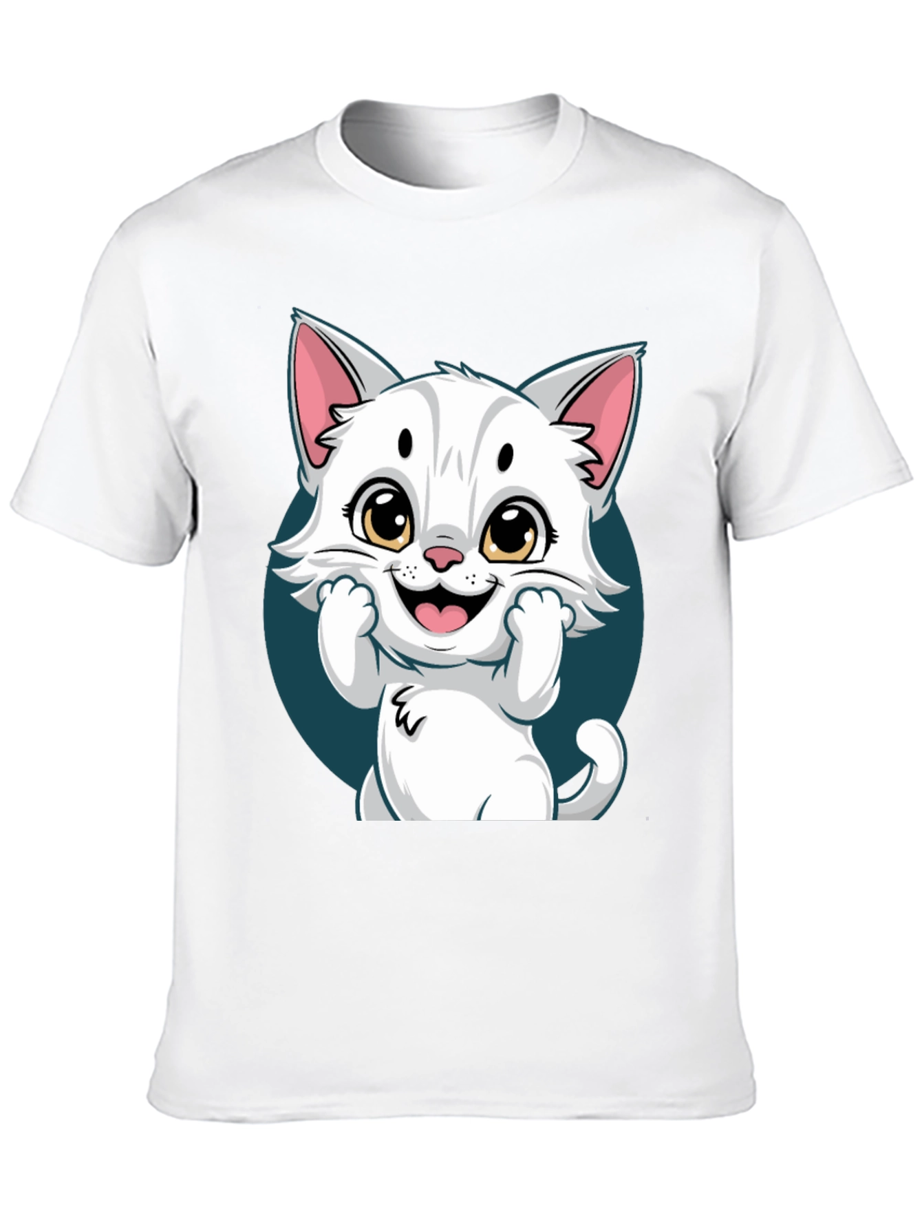 Cute Cartoon Cat Graphic T-Shirt - Unisex Tee