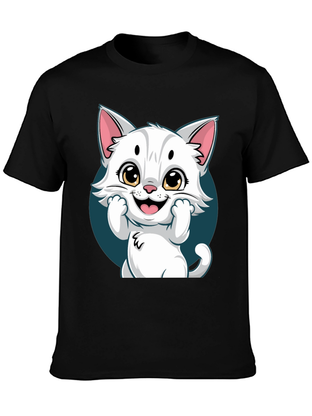 Cute Cartoon Cat Graphic T-Shirt - Unisex Tee