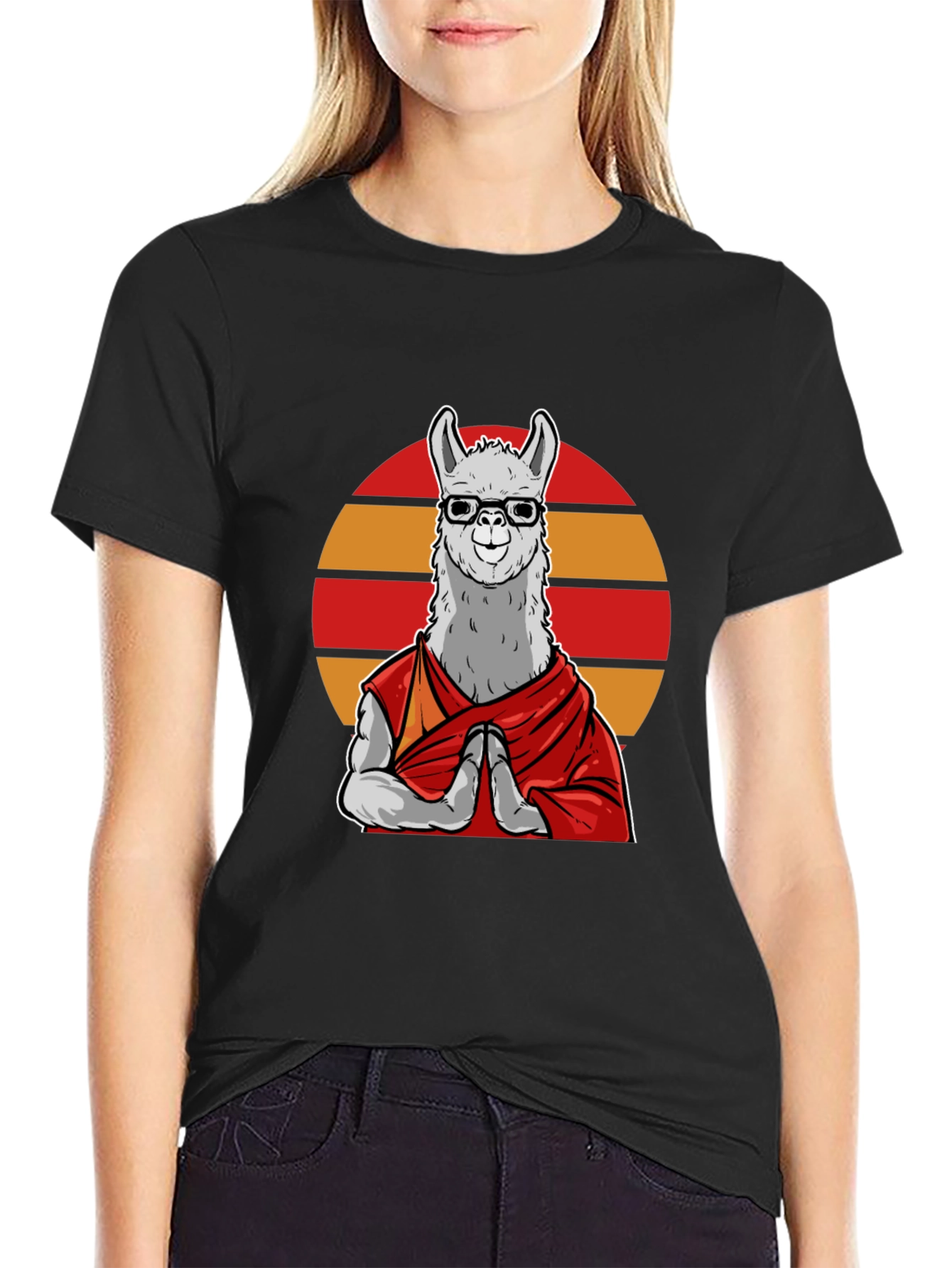 Zen Llama T-Shirt - Meditating Lama in Glasses