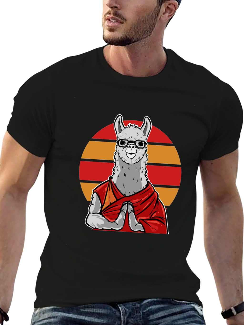 Zen Llama T-Shirt - Meditating Lama in Glasses