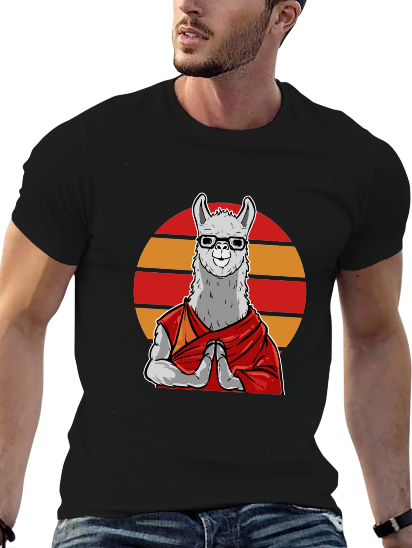 Zen Llama T-Shirt - Meditating Lama in Glasses