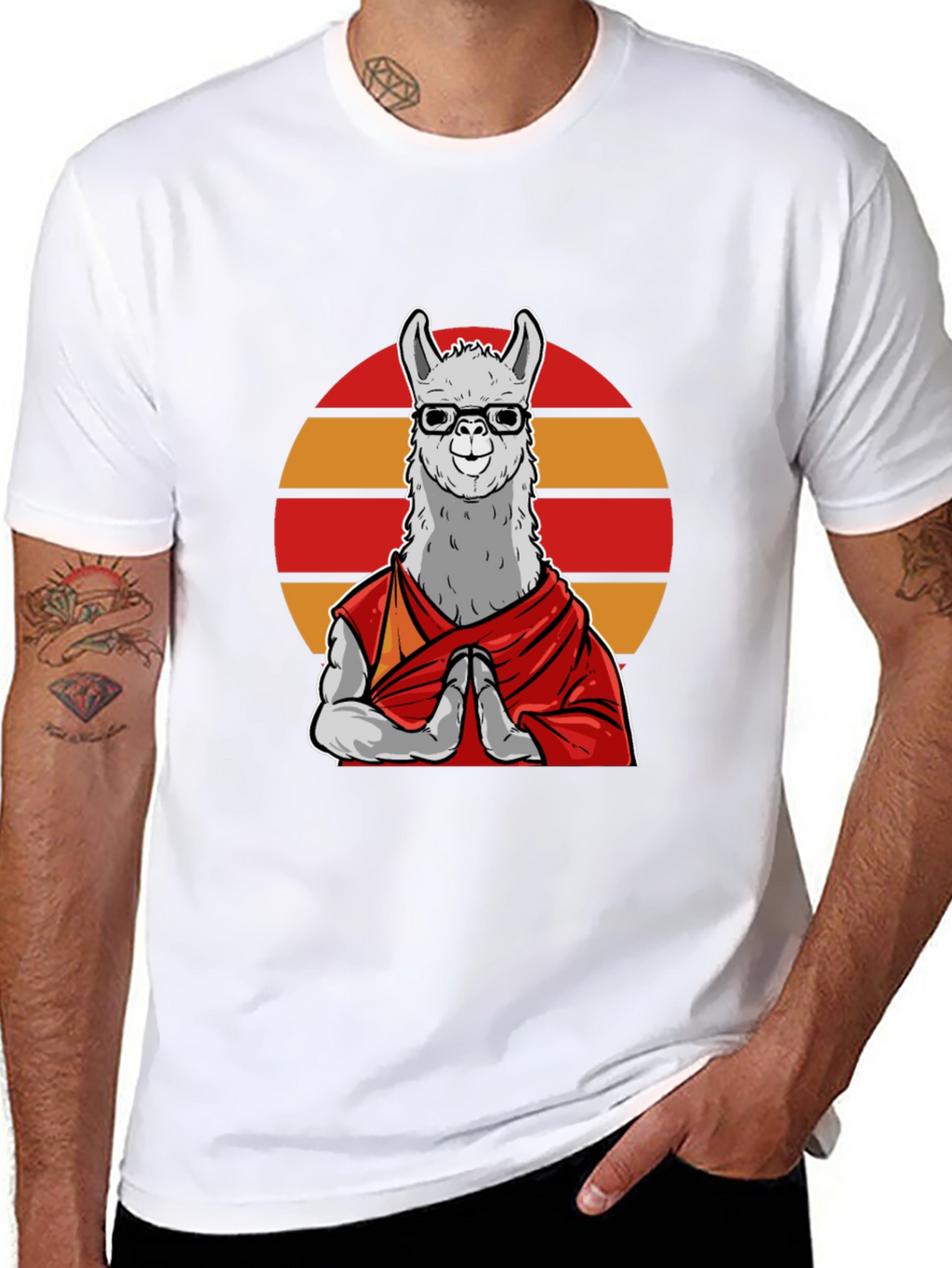 Zen Llama T-Shirt - Meditating Lama in Glasses