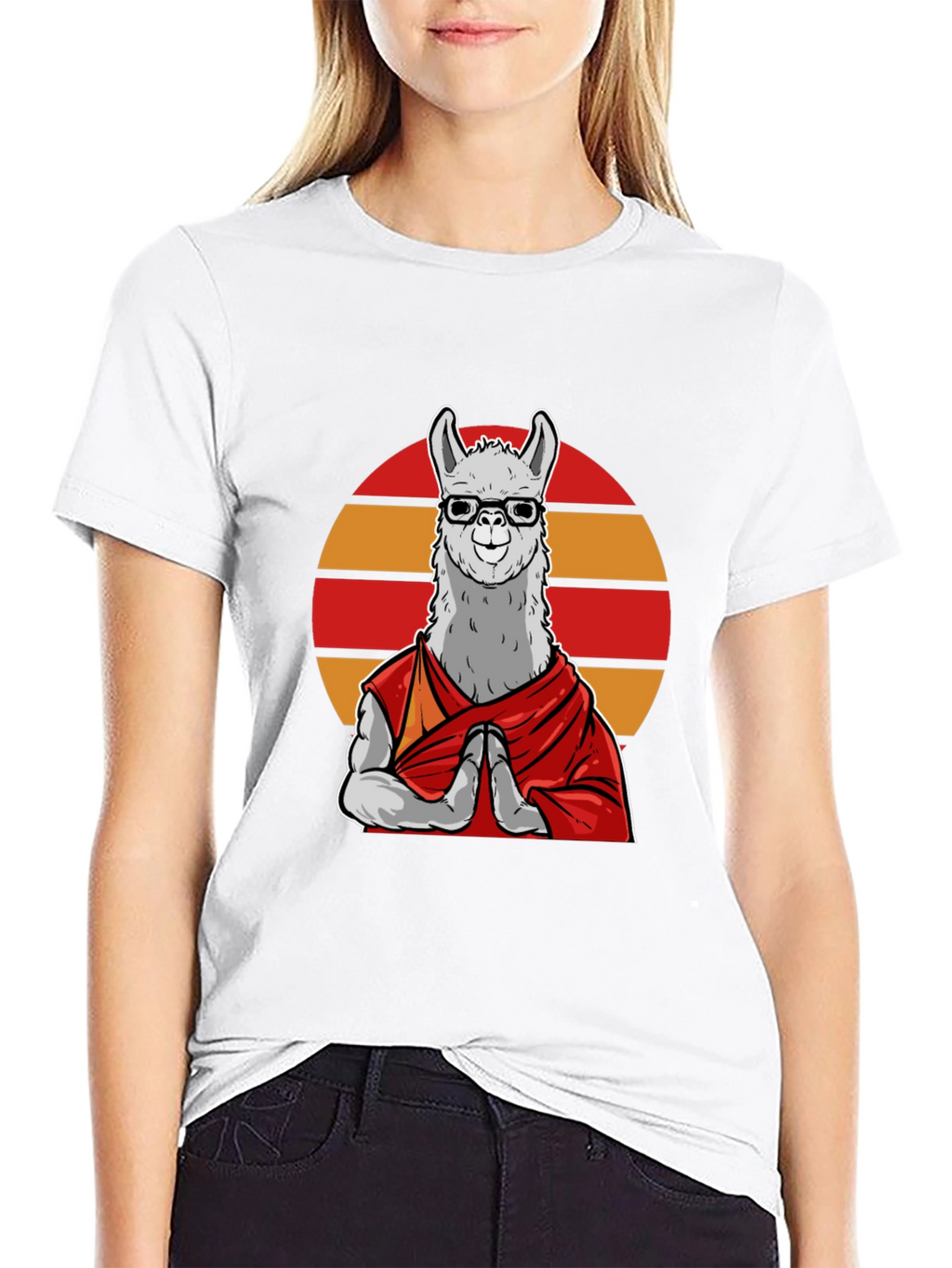 Zen Llama T-Shirt - Meditating Lama in Glasses