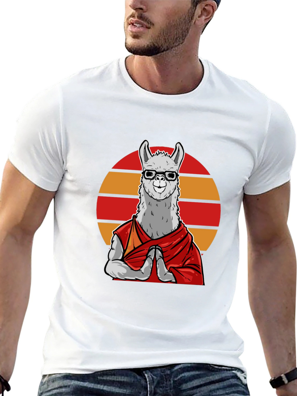 Zen Llama T-Shirt - Meditating Lama in Glasses