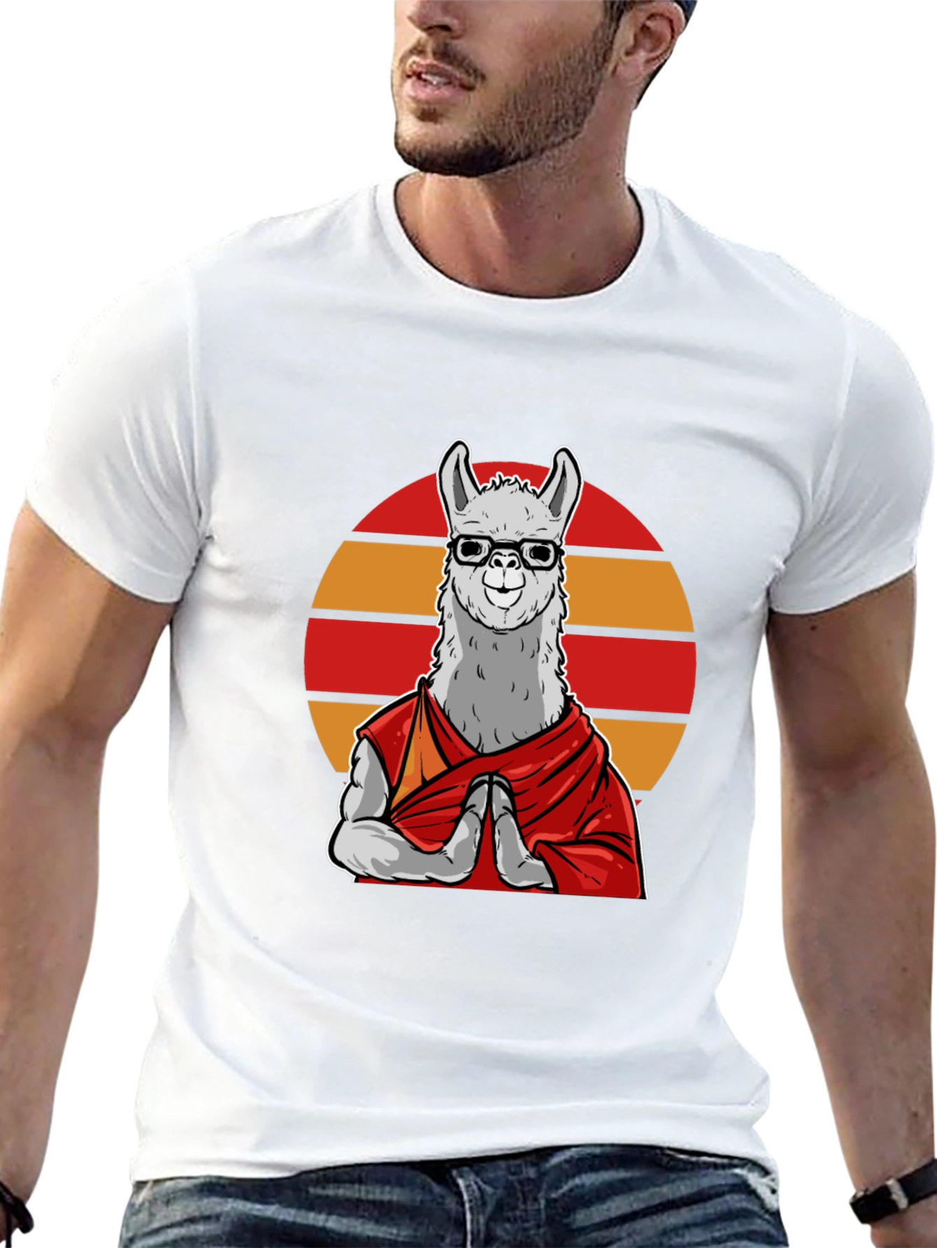 Zen Llama T-Shirt - Meditating Lama in Glasses