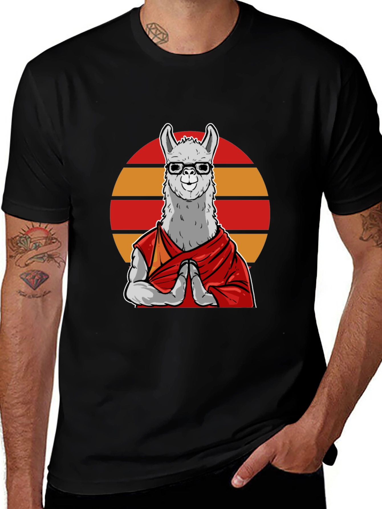 Zen Llama T-Shirt - Meditating Lama in Glasses