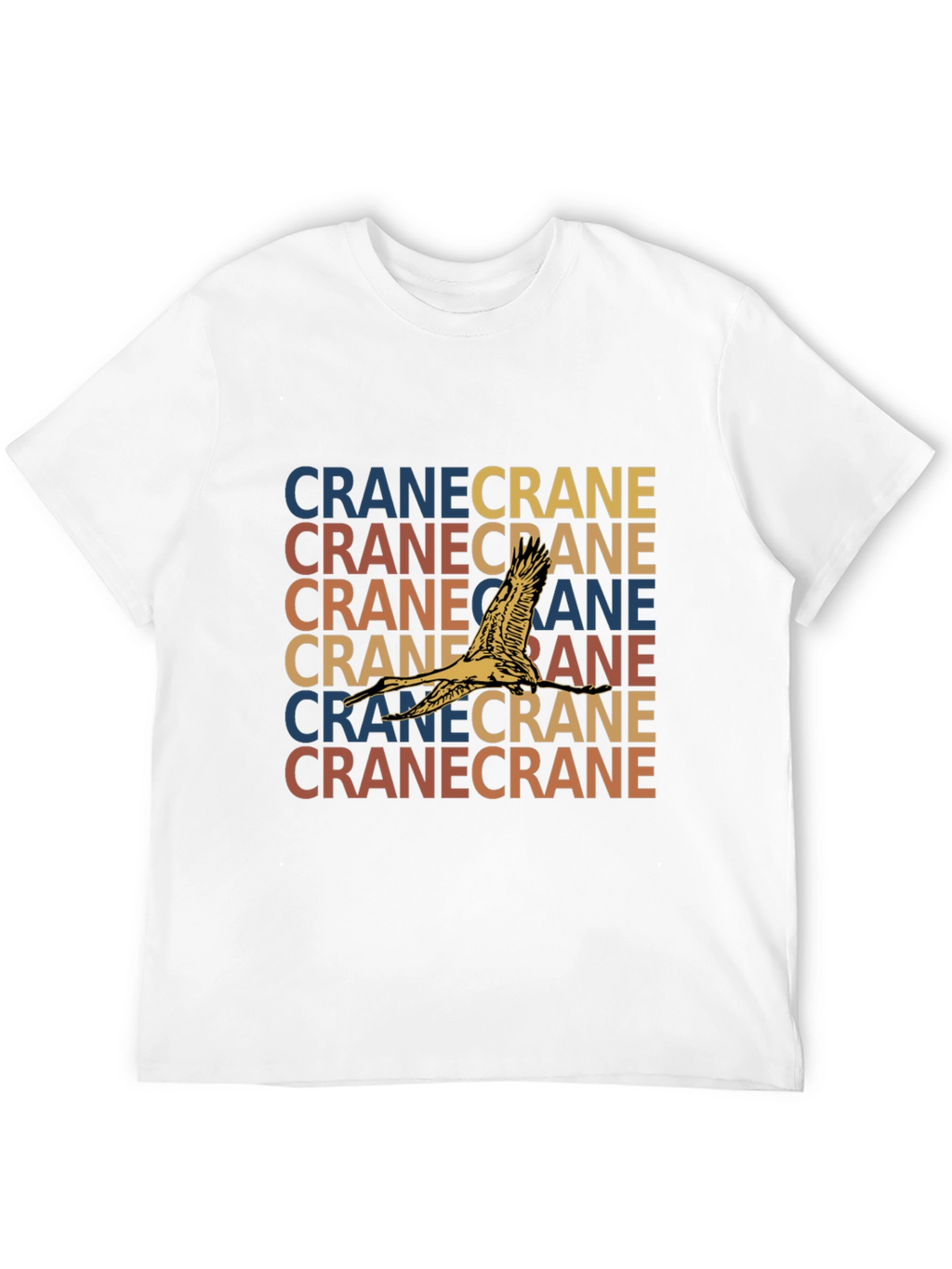 Crane Bird Graphic Print Black T-Shirt