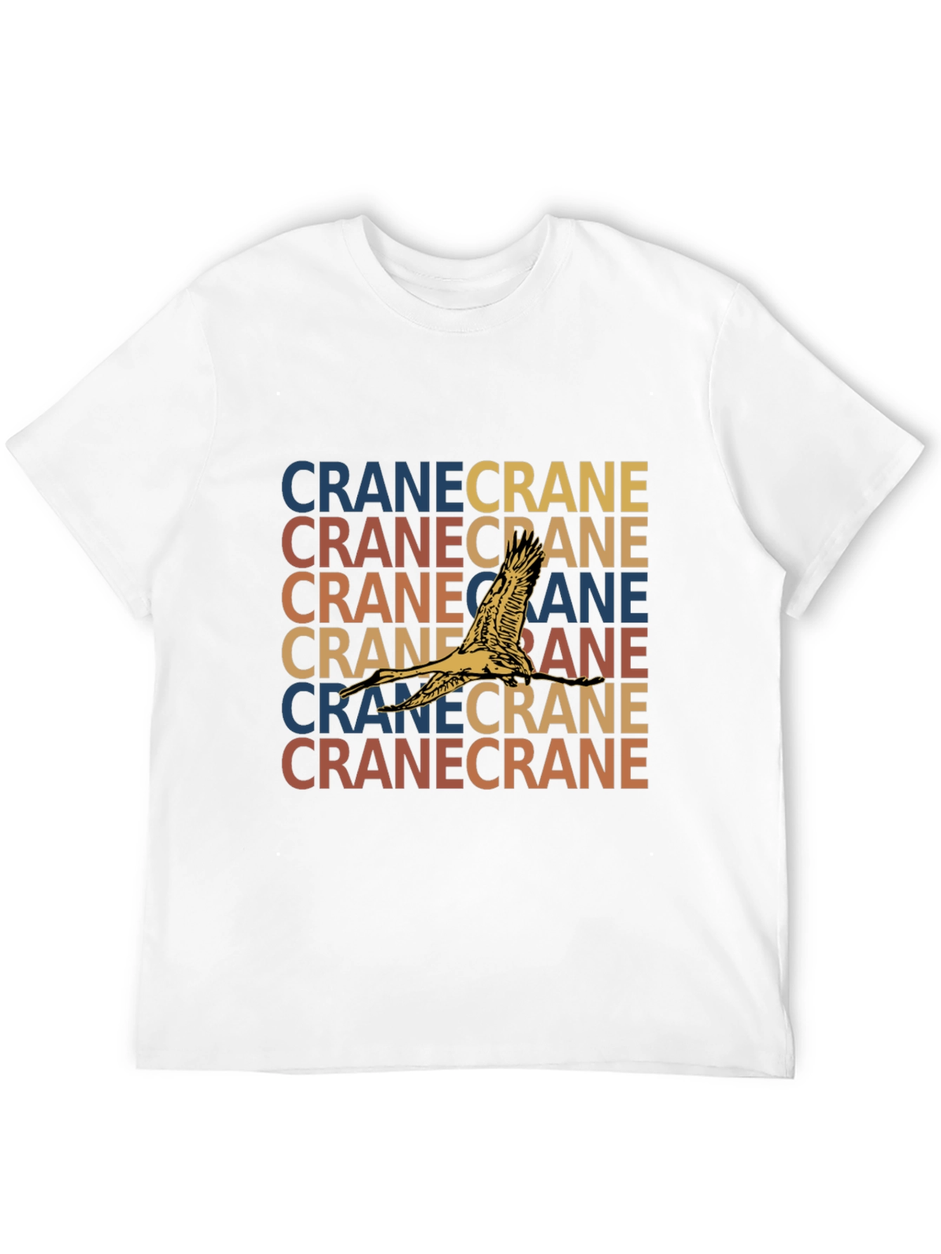 Crane Bird Graphic Print Black T-Shirt