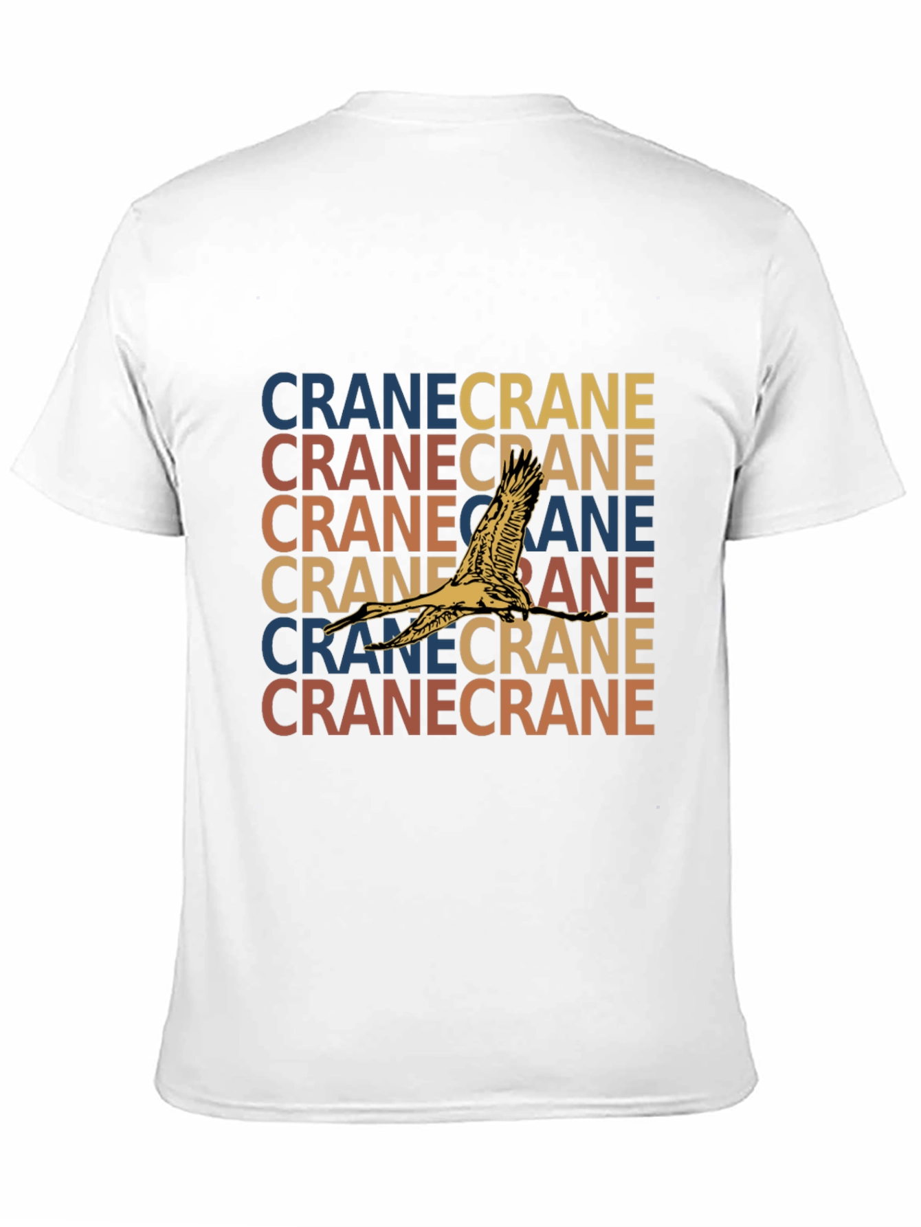 Crane Bird Graphic Print Black T-Shirt