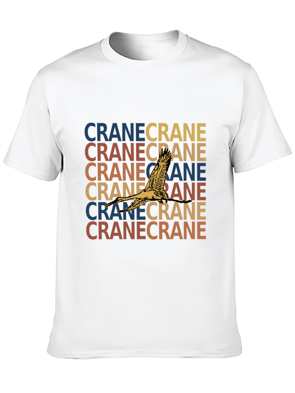 Crane Bird Graphic Print Black T-Shirt