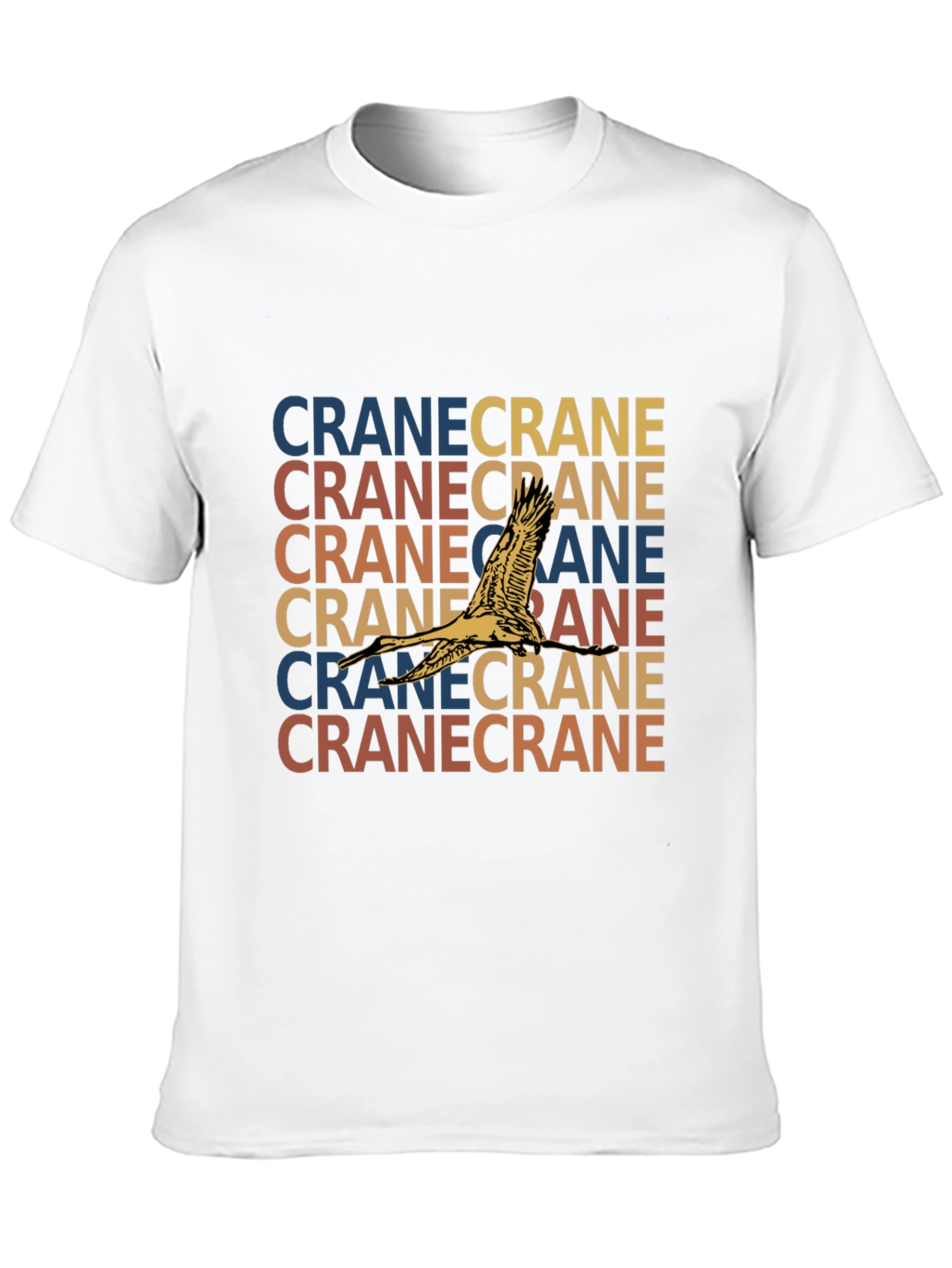 Crane Bird Graphic Print Black T-Shirt