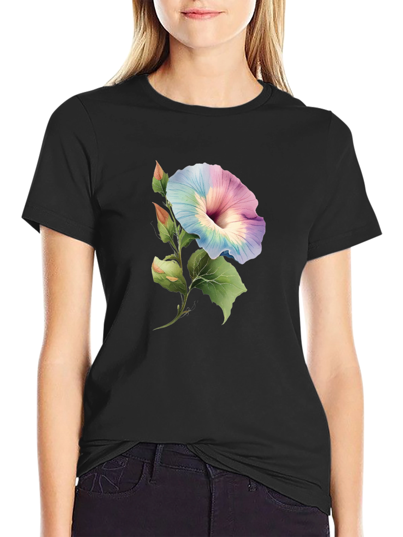 Floral Watercolor Graphic Tee - Modern Botanical Design
