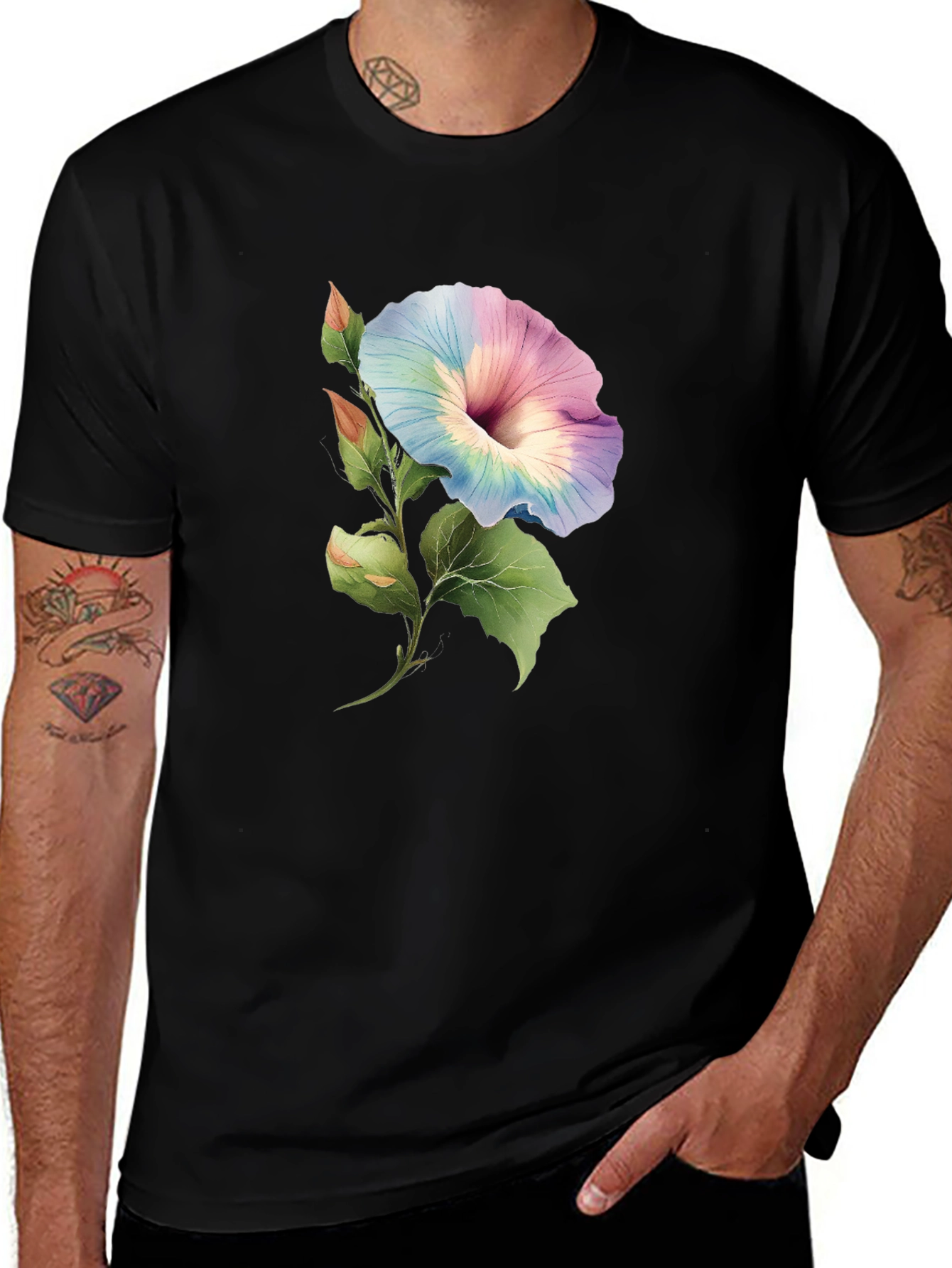 Floral Watercolor Graphic Tee - Modern Botanical Design