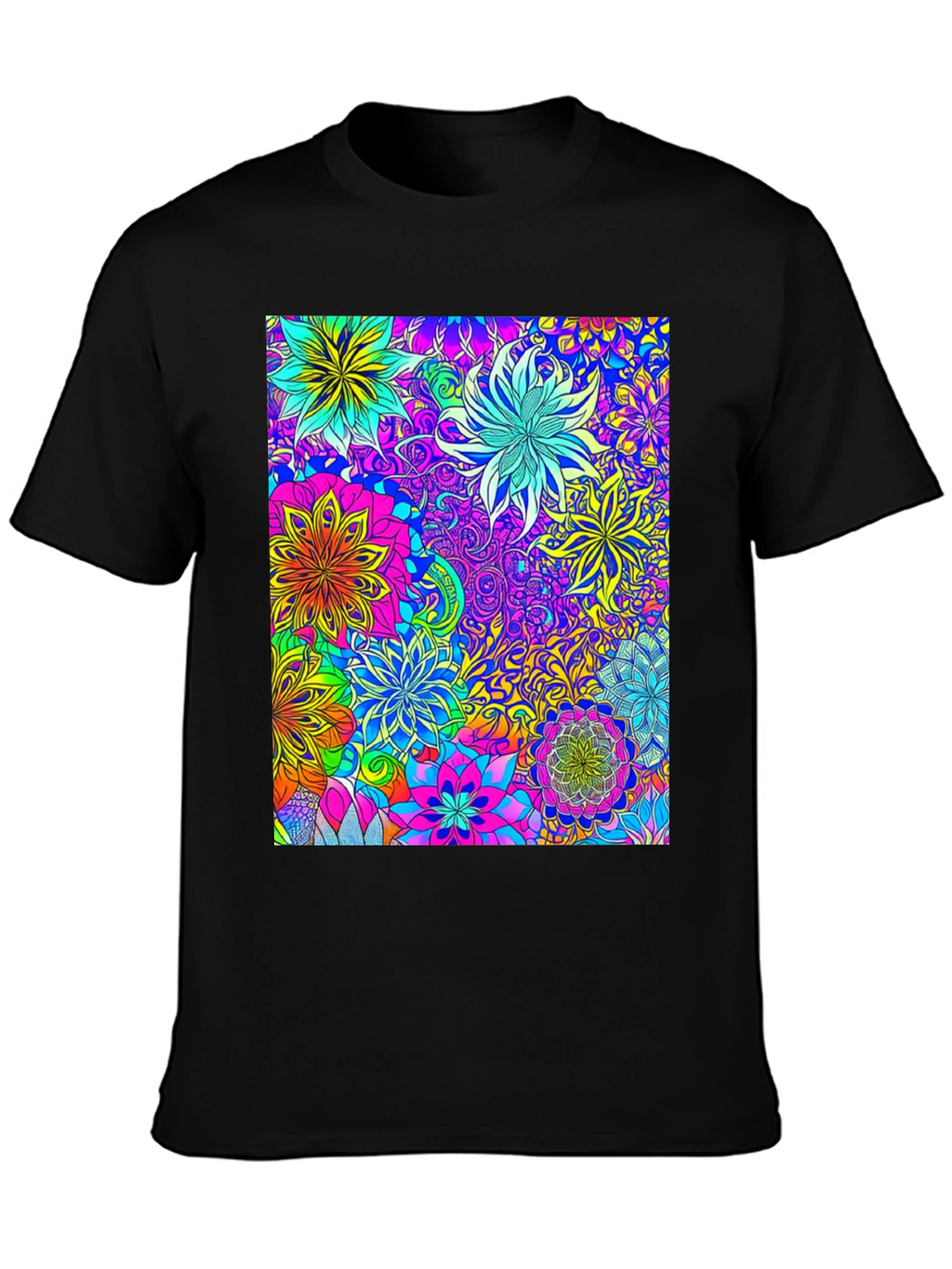 Vibrant Floral Print Crew Neck T-Shirt