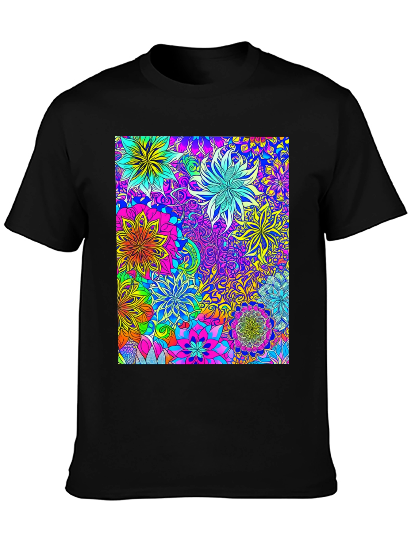 Vibrant Floral Print Crew Neck T-Shirt