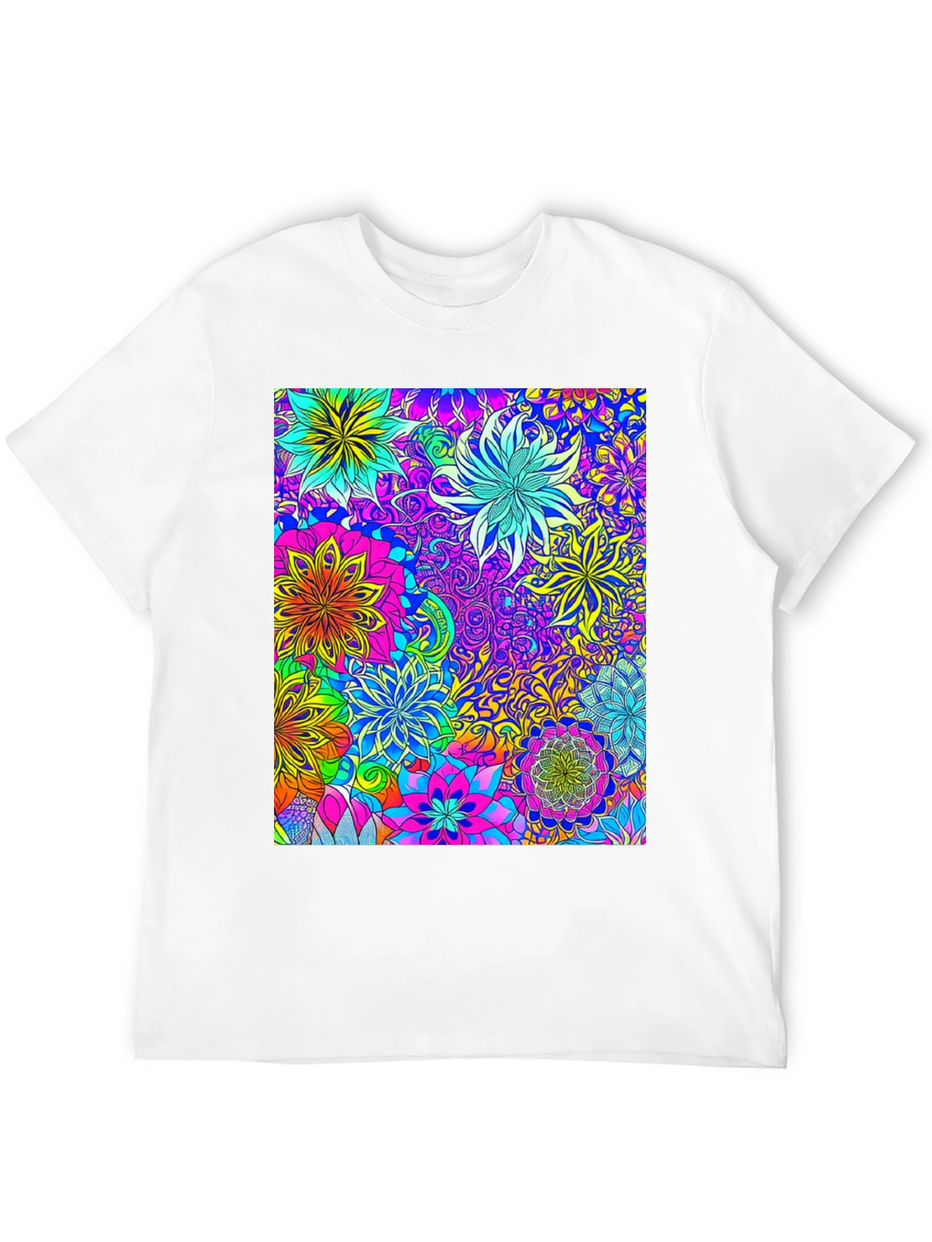 Vibrant Floral Print Crew Neck T-Shirt