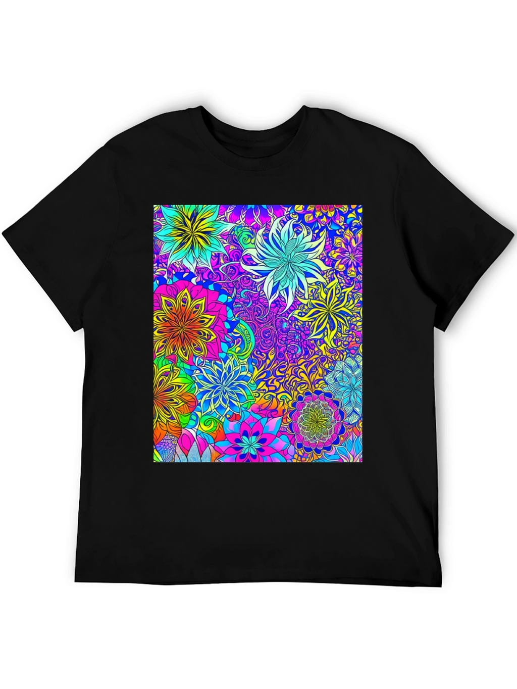 Vibrant Floral Print Crew Neck T-Shirt
