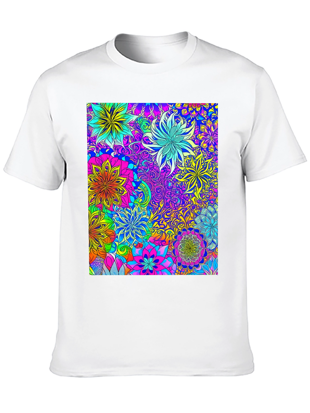 Vibrant Floral Print Crew Neck T-Shirt
