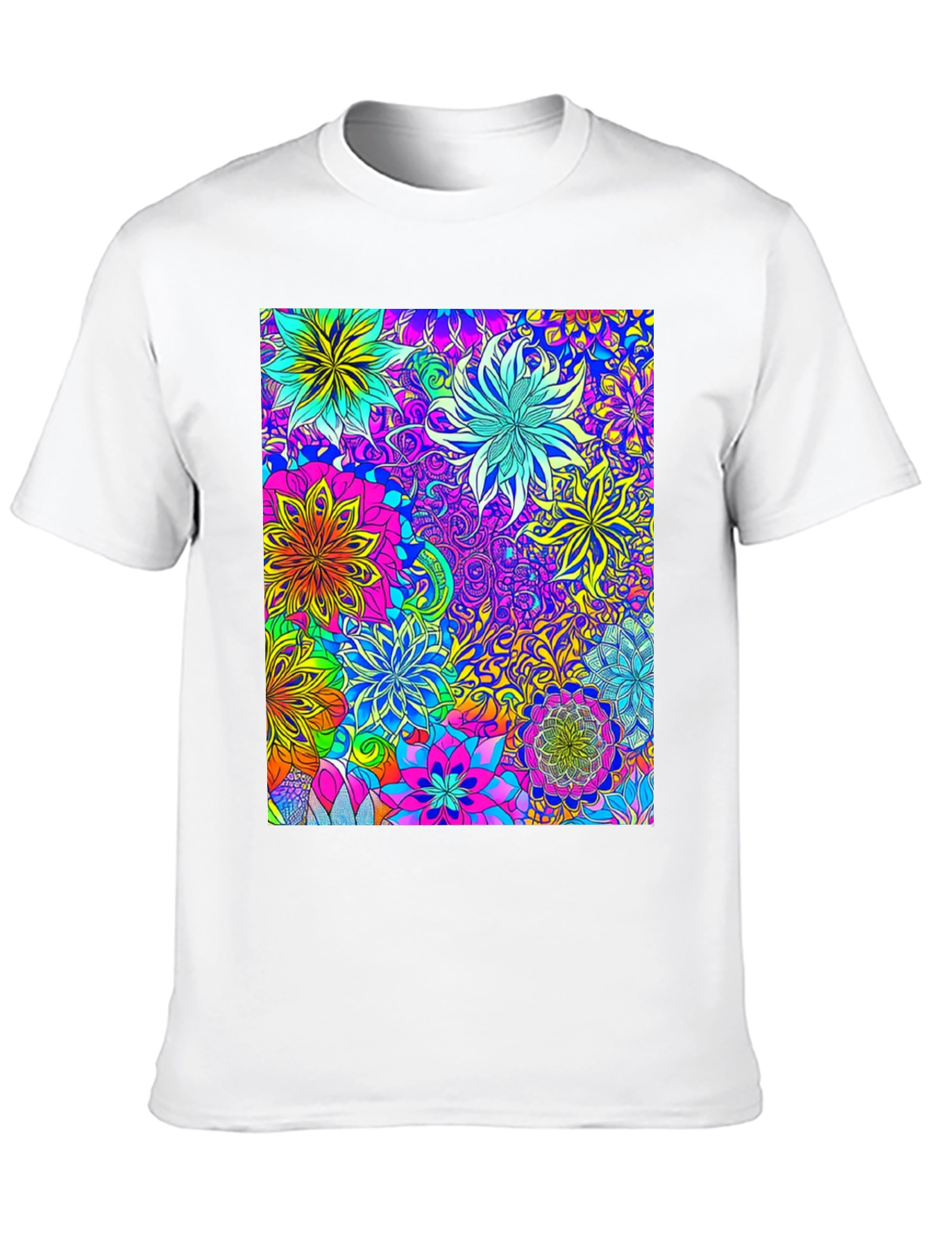 Vibrant Floral Print Crew Neck T-Shirt