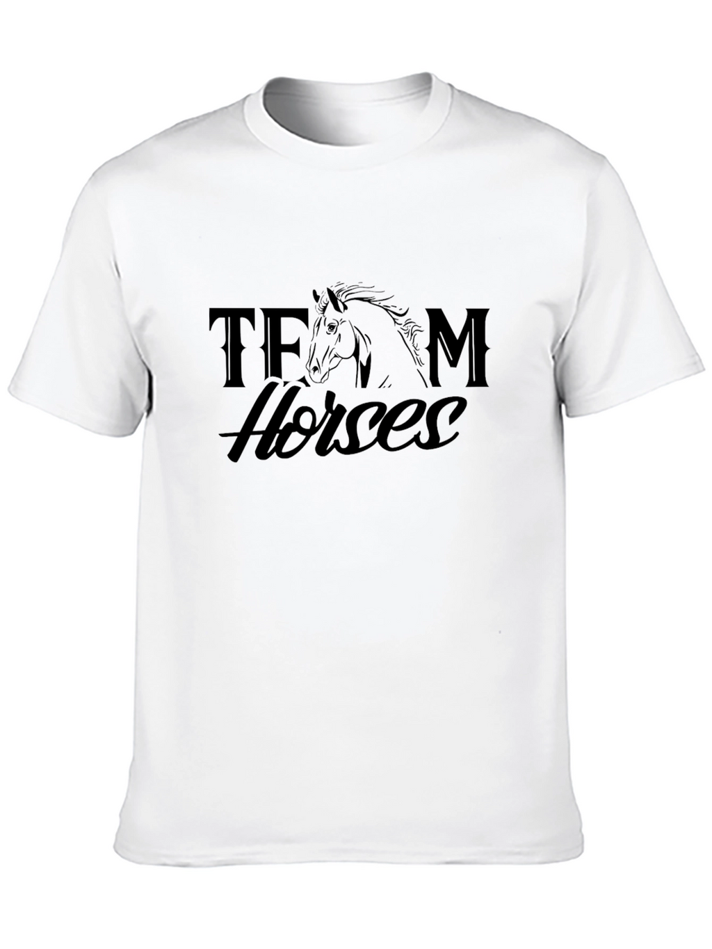 Team Horses Graphic Tee - Black Cotton T-Shirt